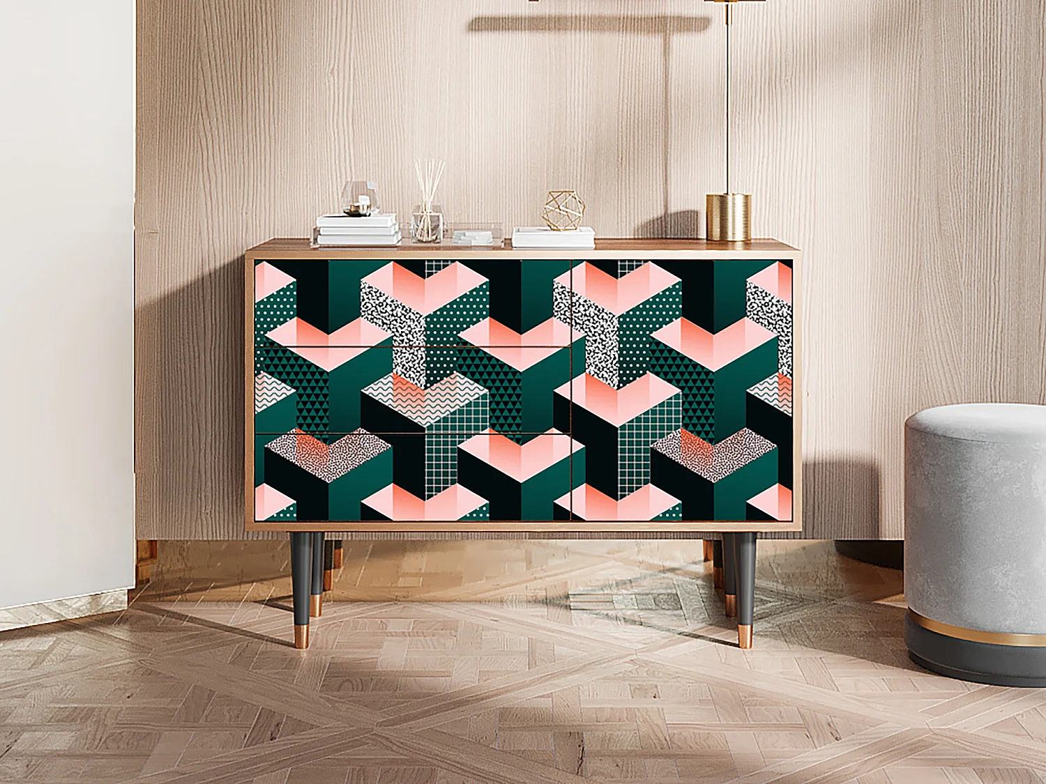Credenza - 115х84х41 cm - S3 - Geometric Madness, Noce