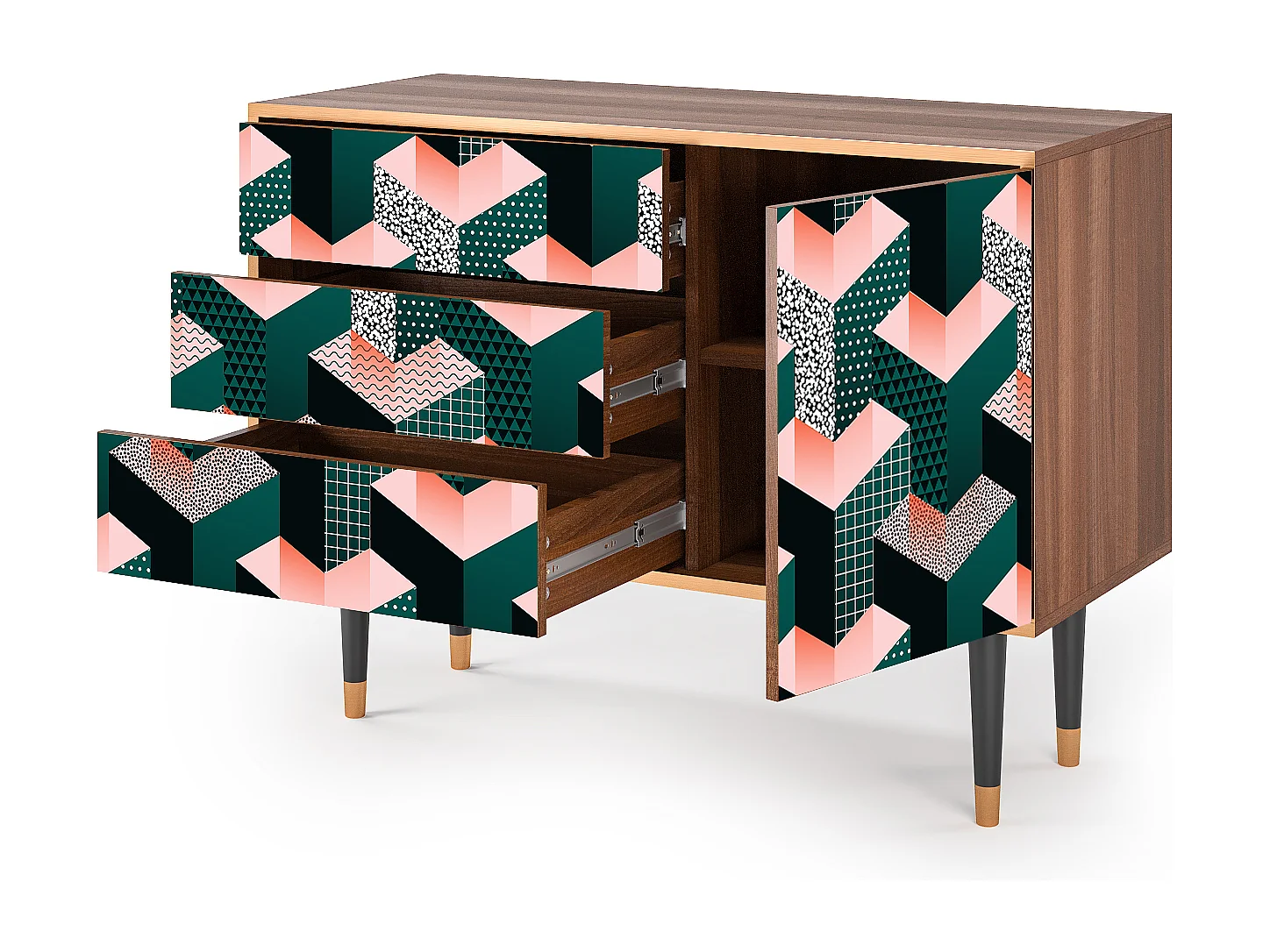 Credenza - 115х84х41 cm - S3 - Geometric Madness, Noce