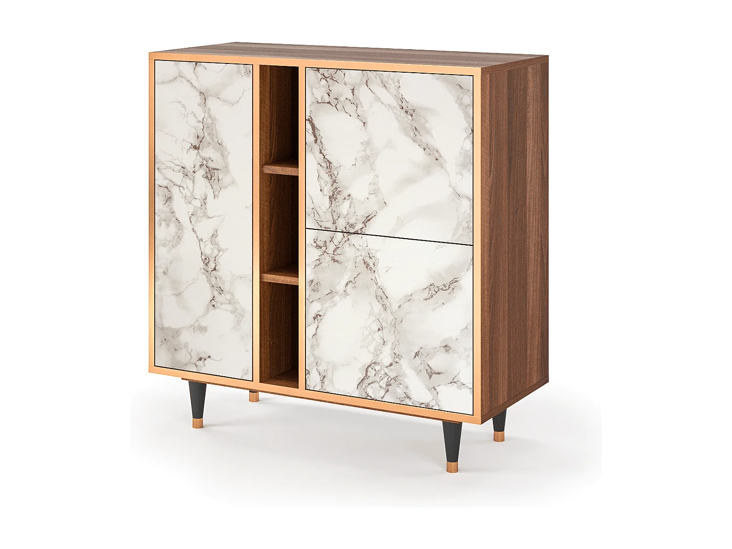 Dressoir - 94х96х41 cm - BS5 - Milk Marble, Walnoot