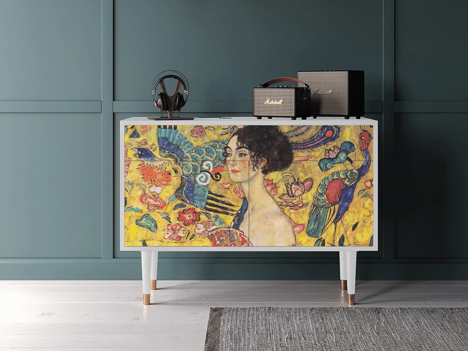 Buffet - 115x85x48 cm - BS4 - Lady with Fan by Klimt, Blanc