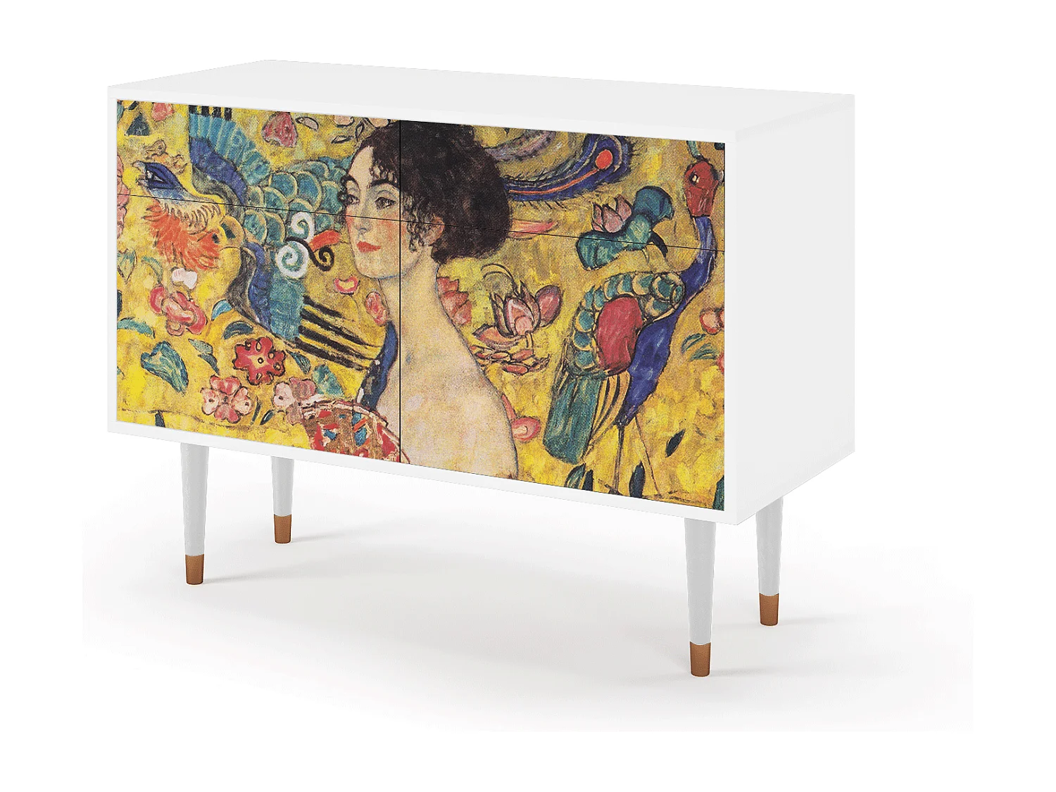Credenza - 115x85x48 cm - BS4 - Lady with Fan by Klimt, Bianco