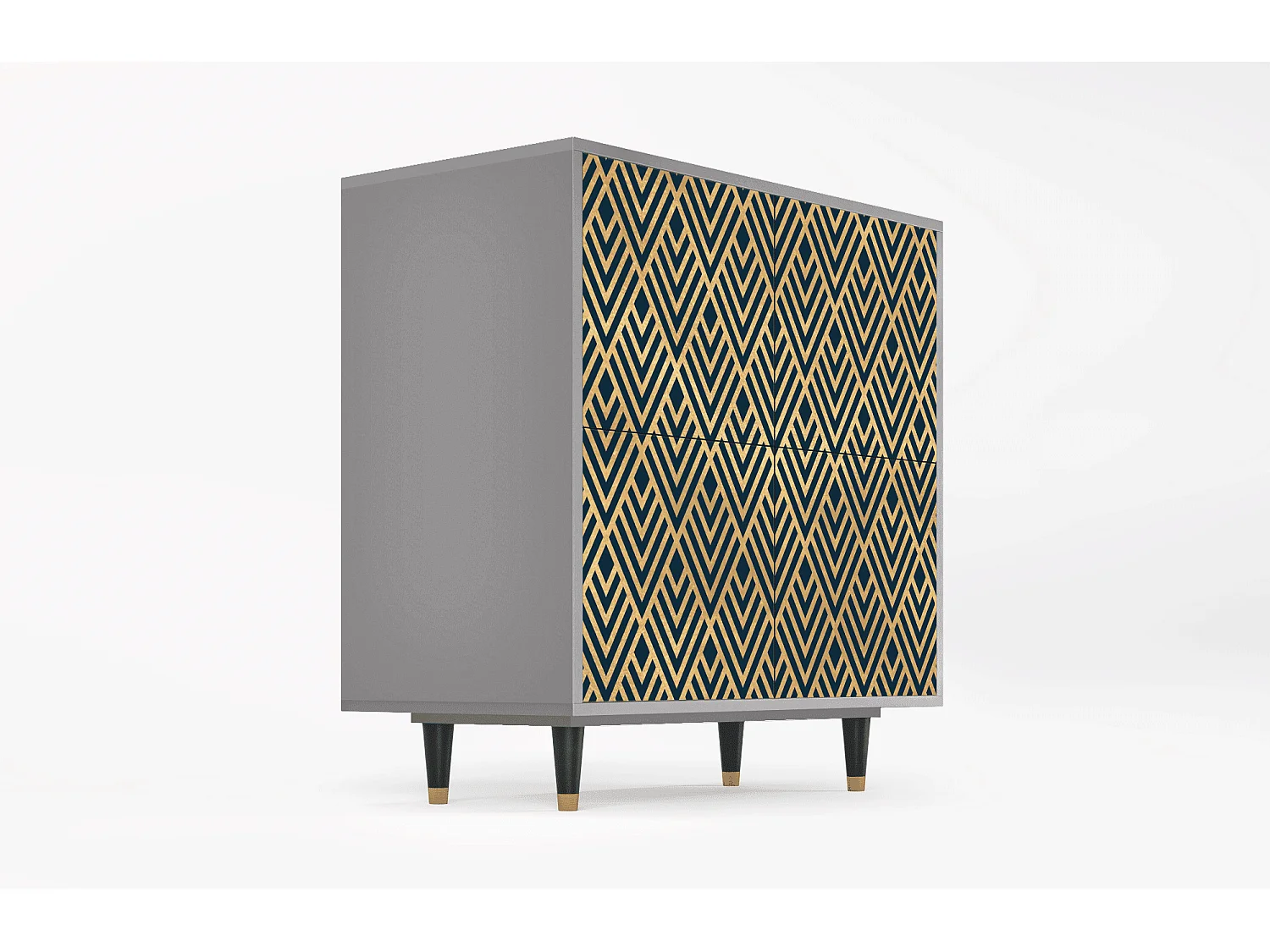 Kredens - 94x96x48 cm - BS3 - Egypt Triangles, Szary