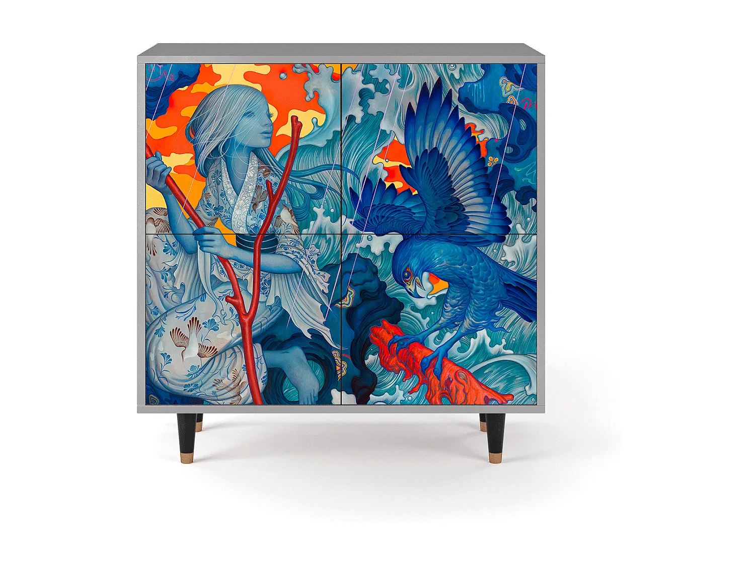 Dressoir - 94x96x48 cm - BS3 - The Girl - James Jean, Grijs