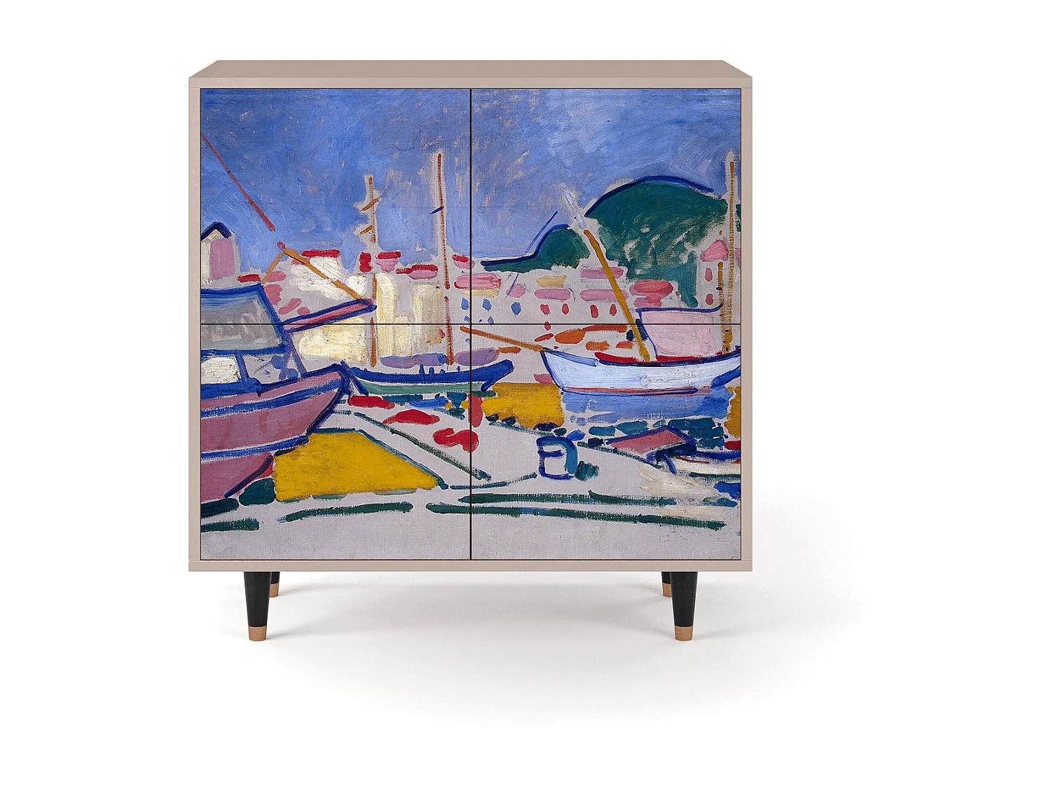 Kredens - 94x96x48 cm - BS3 - The Port of Collioure , Latte