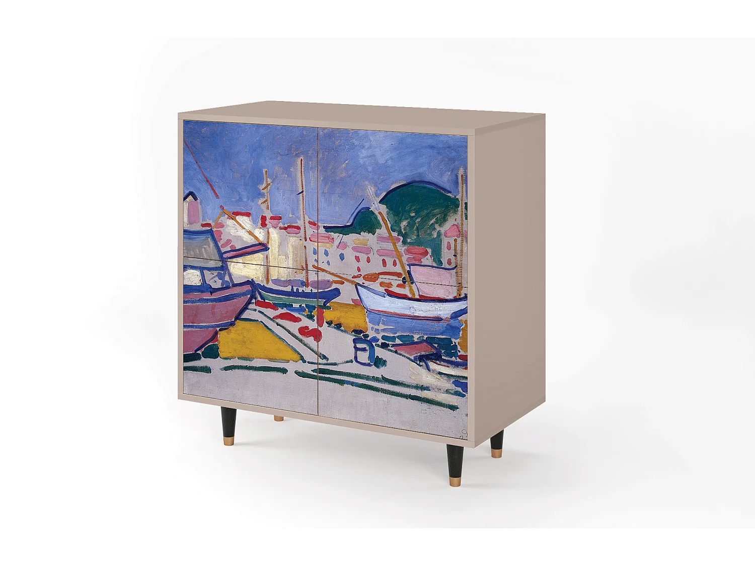 Kredens - 94x96x48 cm - BS3 - The Port of Collioure , Latte