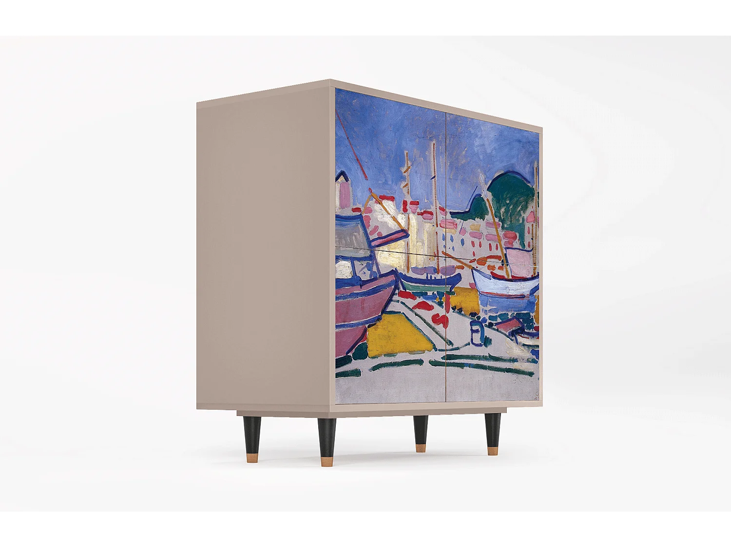 Kredens - 94x96x48 cm - BS3 - The Port of Collioure , Latte