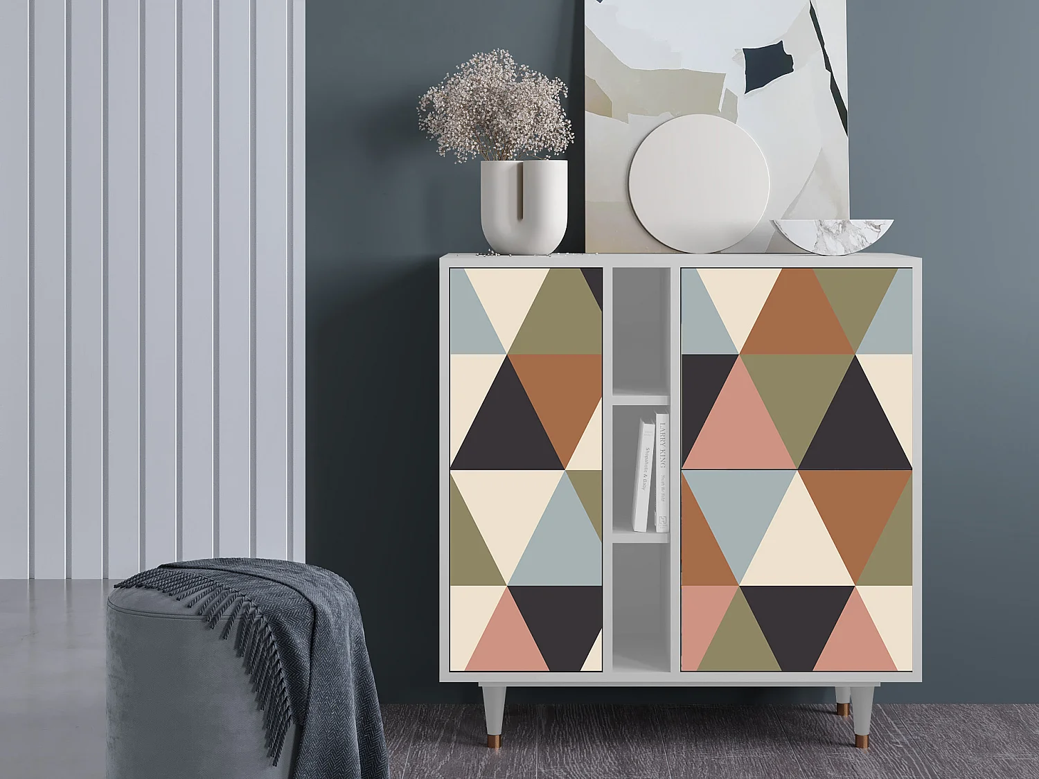 Kredens - 94х96х41 cm - BS5 - Royal Triangles, Biały