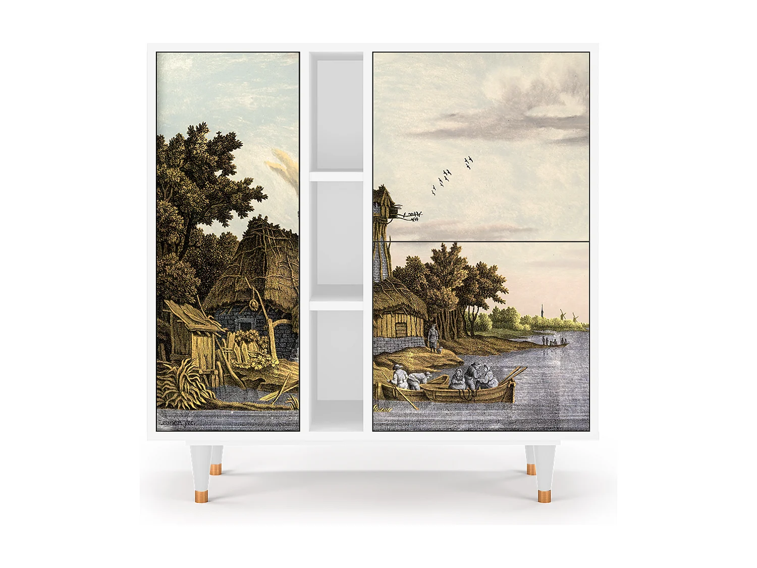 Kredens - 94х96х41 cm - BS5 - Mill along a River, Biały