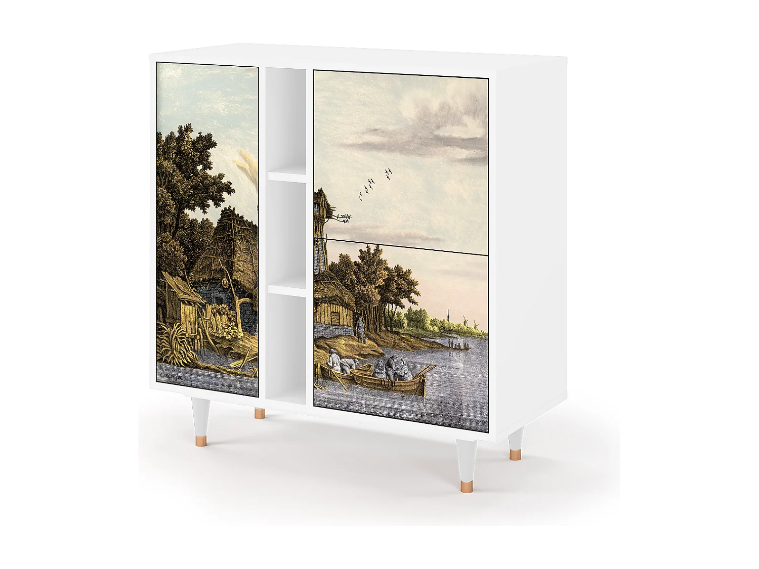 Kredens - 94х96х41 cm - BS5 - Mill along a River, Biały
