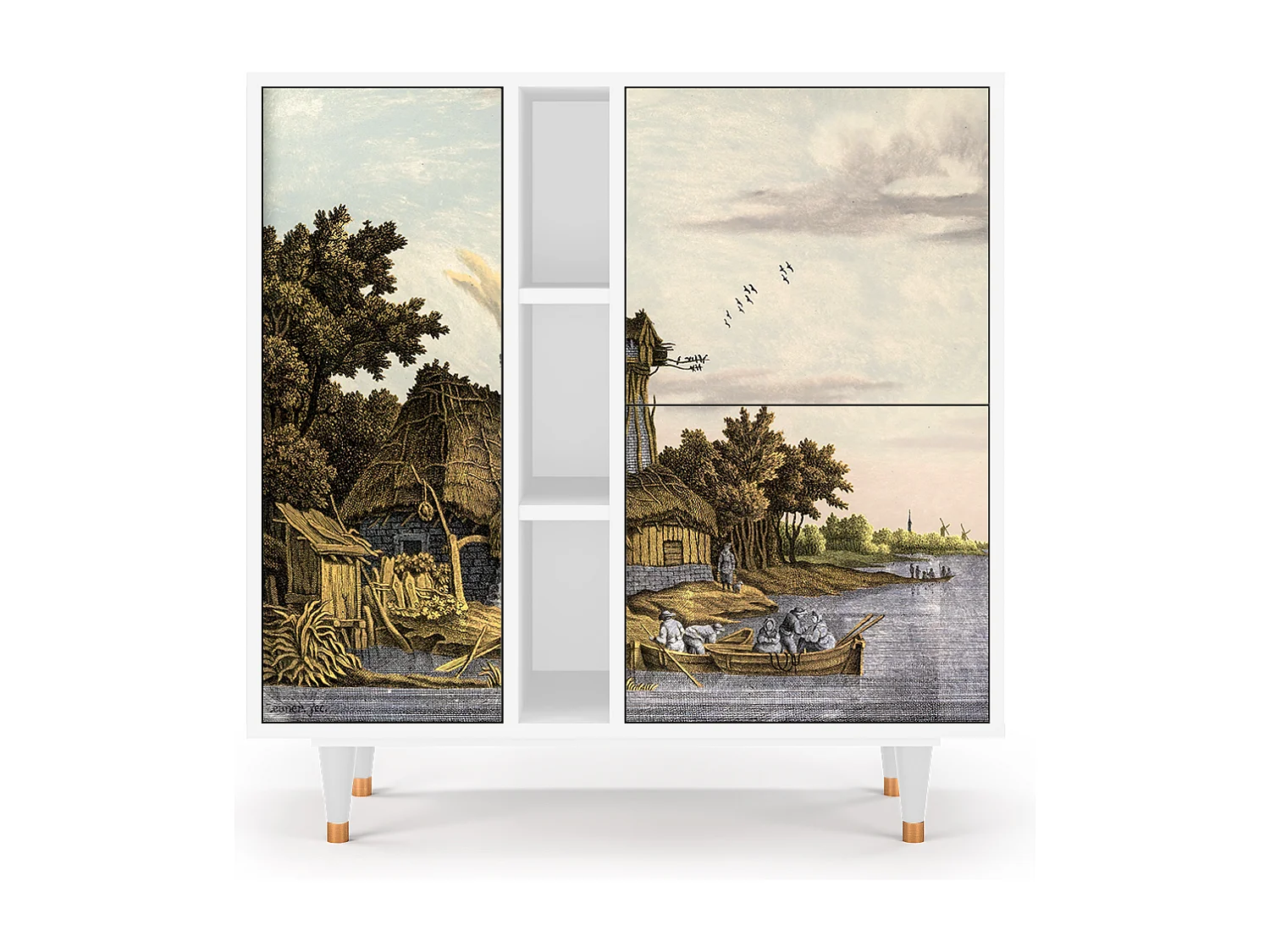 Kredens - 94х96х41 cm - BS5 - Mill along a River, Biały