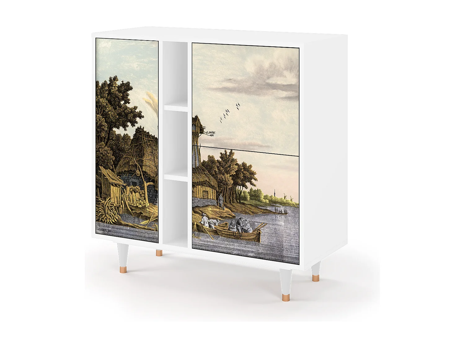 Kredens - 94х96х41 cm - BS5 - Mill along a River, Biały