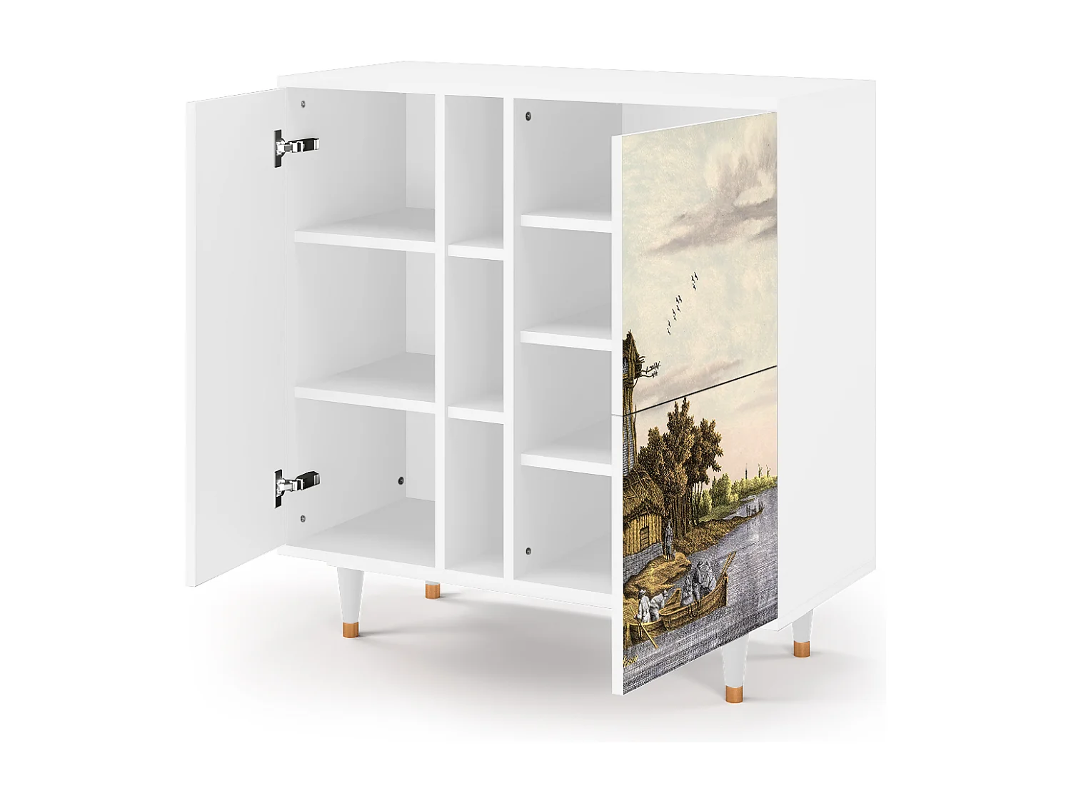 Kredens - 94х96х41 cm - BS5 - Mill along a River, Biały