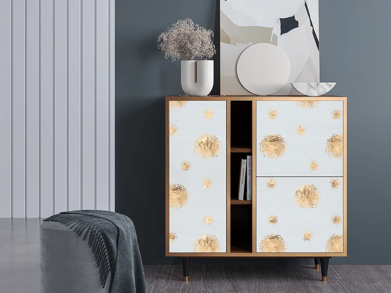 Kredens - 94х96х41 cm - BS5 - Sky Latte, Orzech