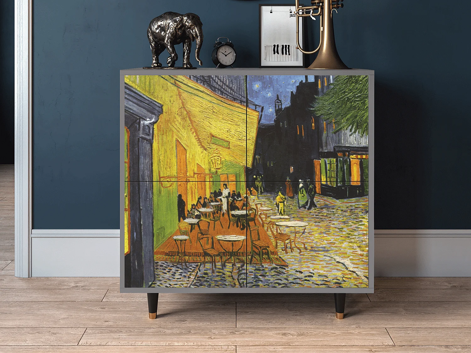 Aparador - 94x96x48 cm - BS3 - Café Terrace at Night, Cinza