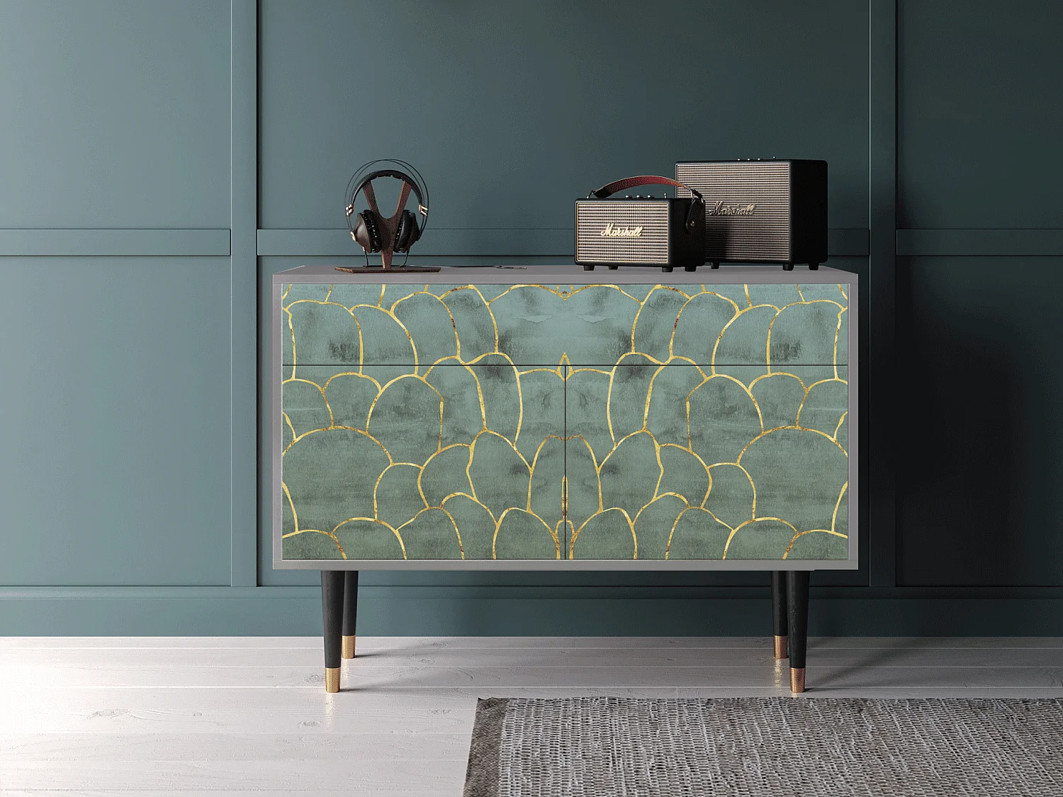 Buffet - 115x85x48 cm - BS4 - Magnificent Water Lily, Gris