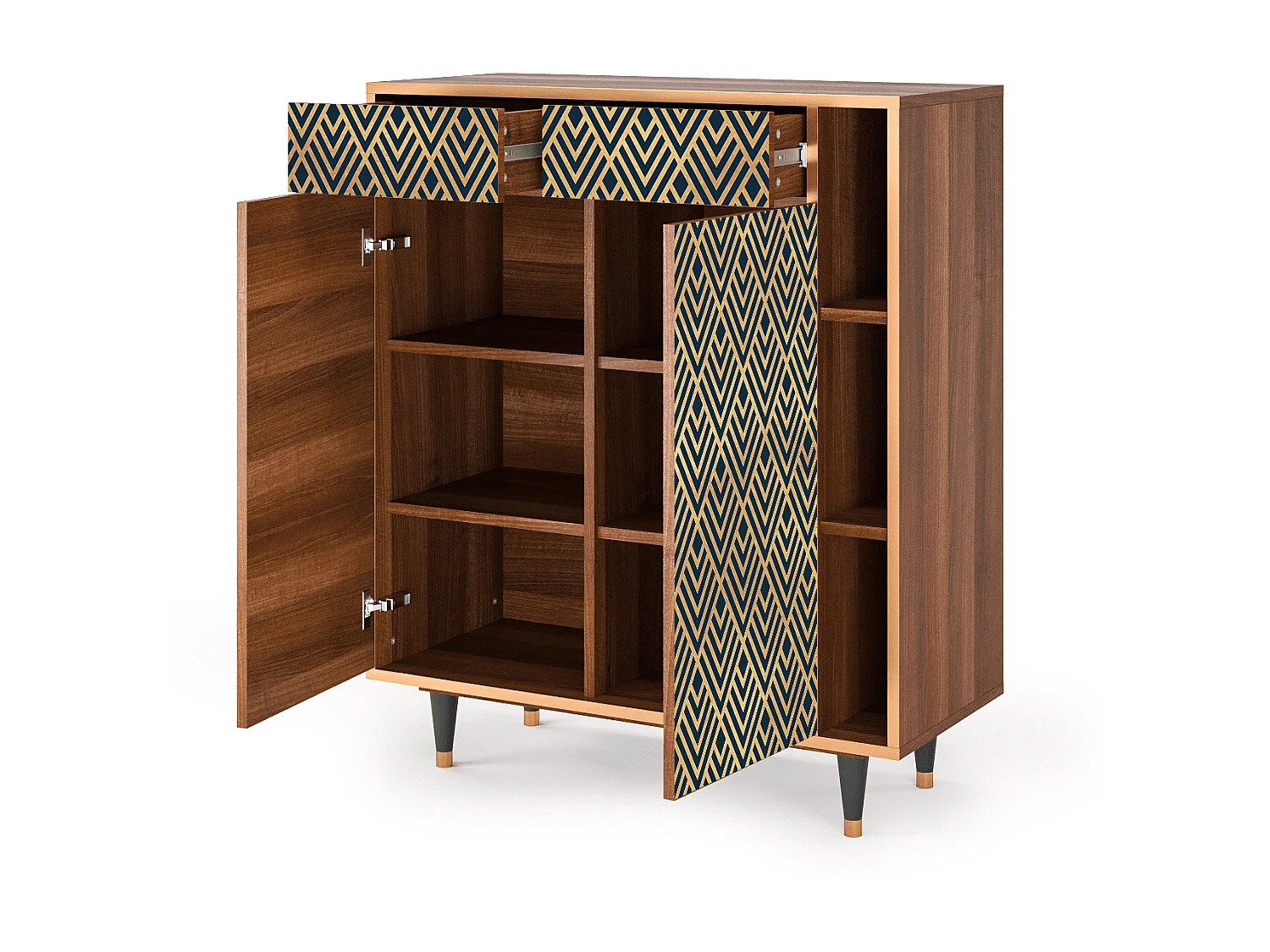 Kredens - 96х110х41 cm - BS6 - Egypt Triangles, Orzech