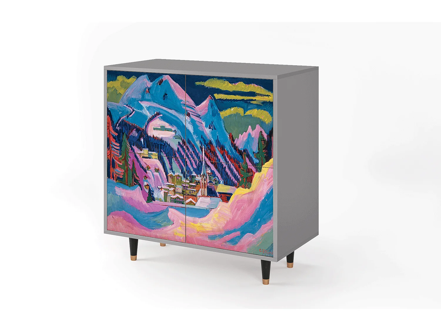 Kredens - 94x96x48 cm - BS3 - Davos Winter, Szary