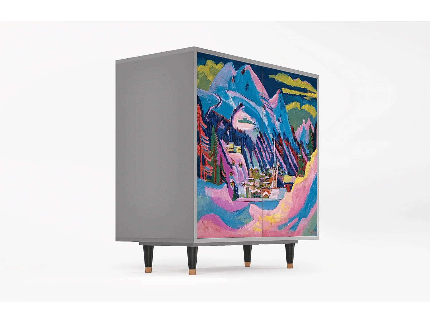 Kredens - 94x96x48 cm - BS3 - Davos Winter, Szary