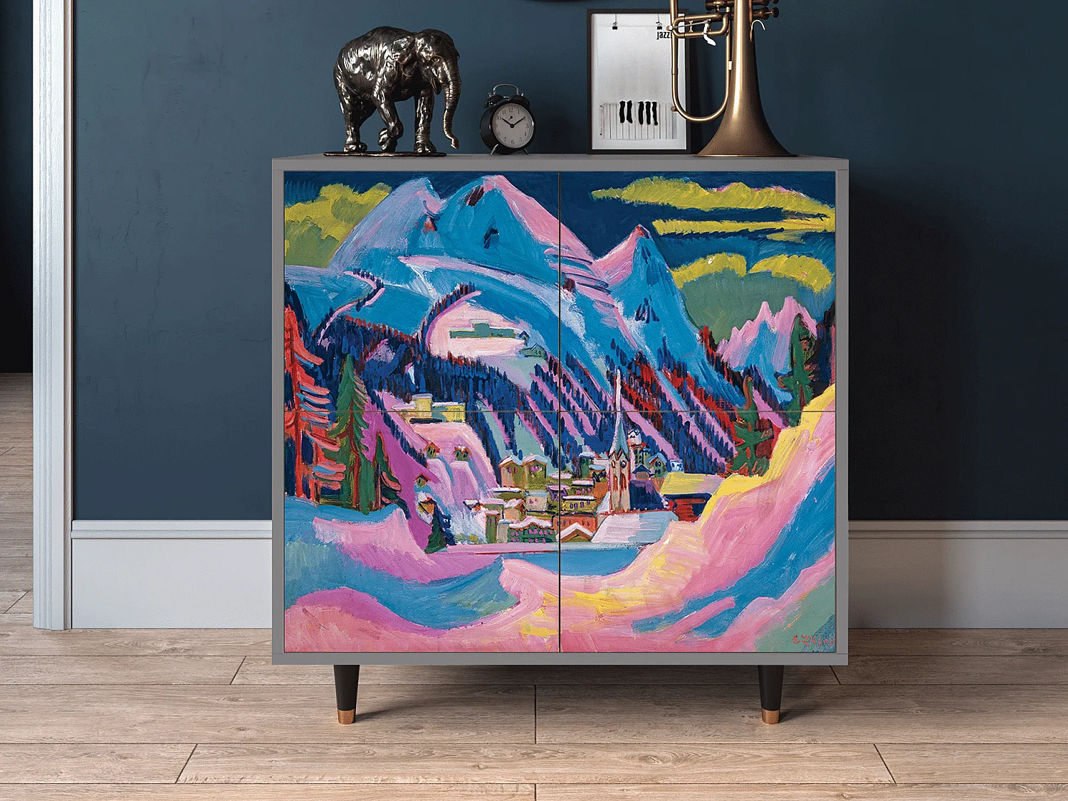 Kredens - 94x96x48 cm - BS3 - Davos Winter, Szary