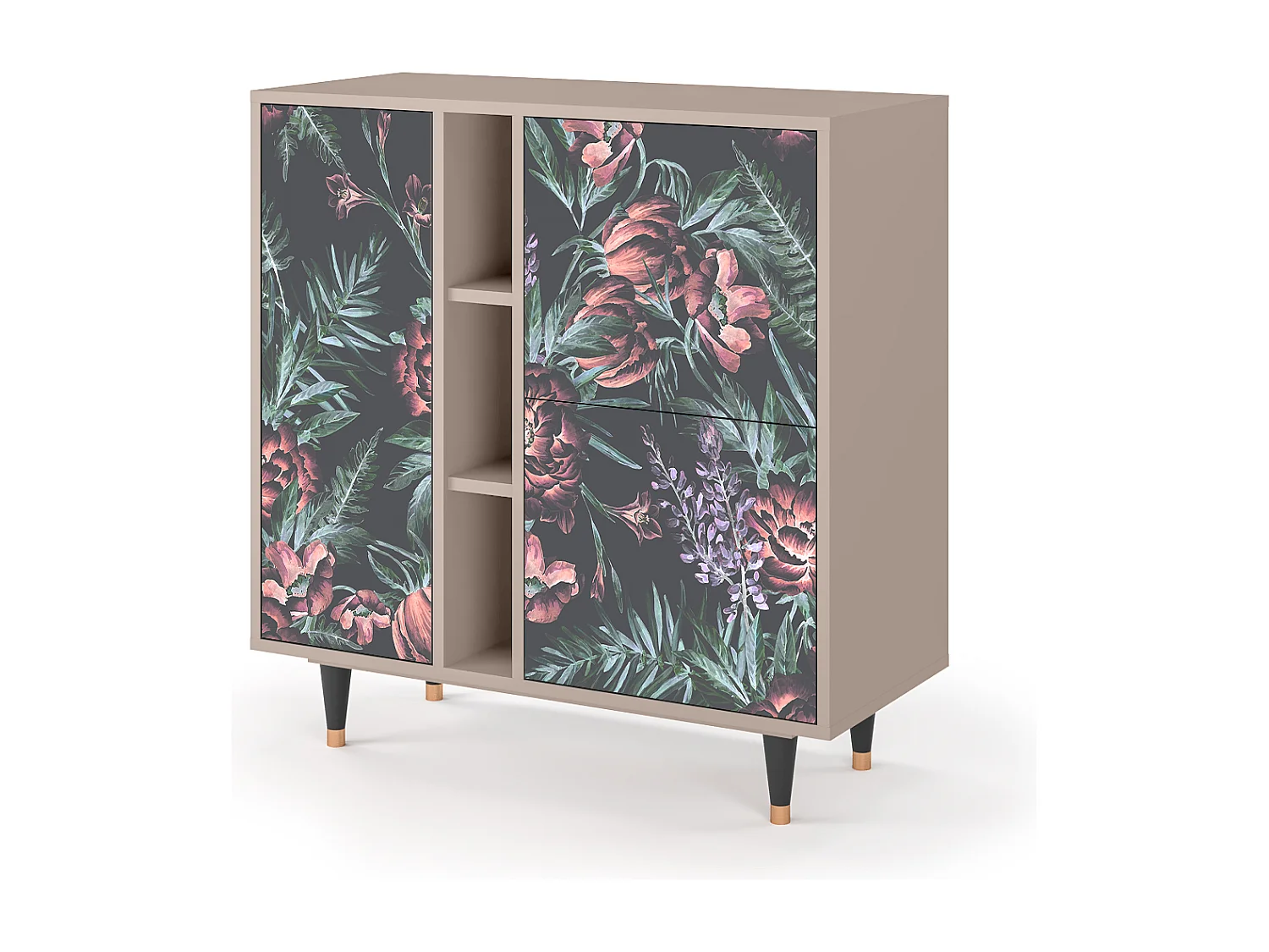 Credenza - 94х96х41 cm - BS5 - Dark Peonies, Latte