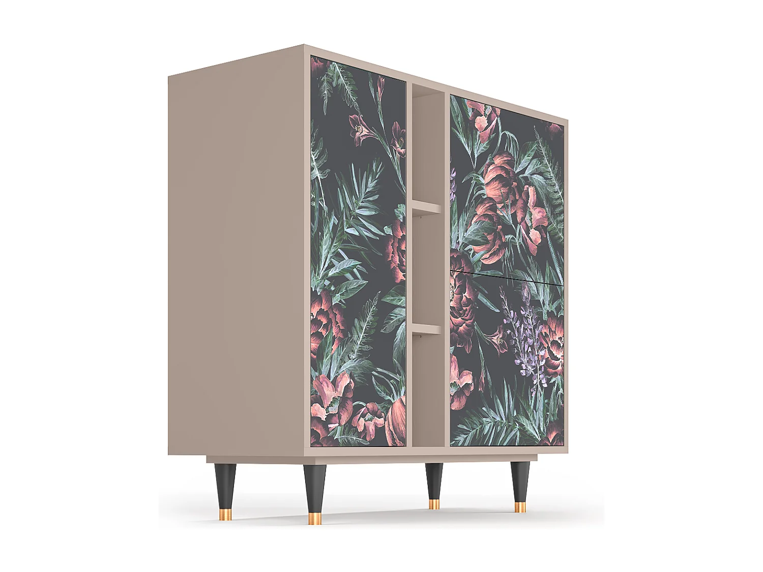 Credenza - 94х96х41 cm - BS5 - Dark Peonies, Latte