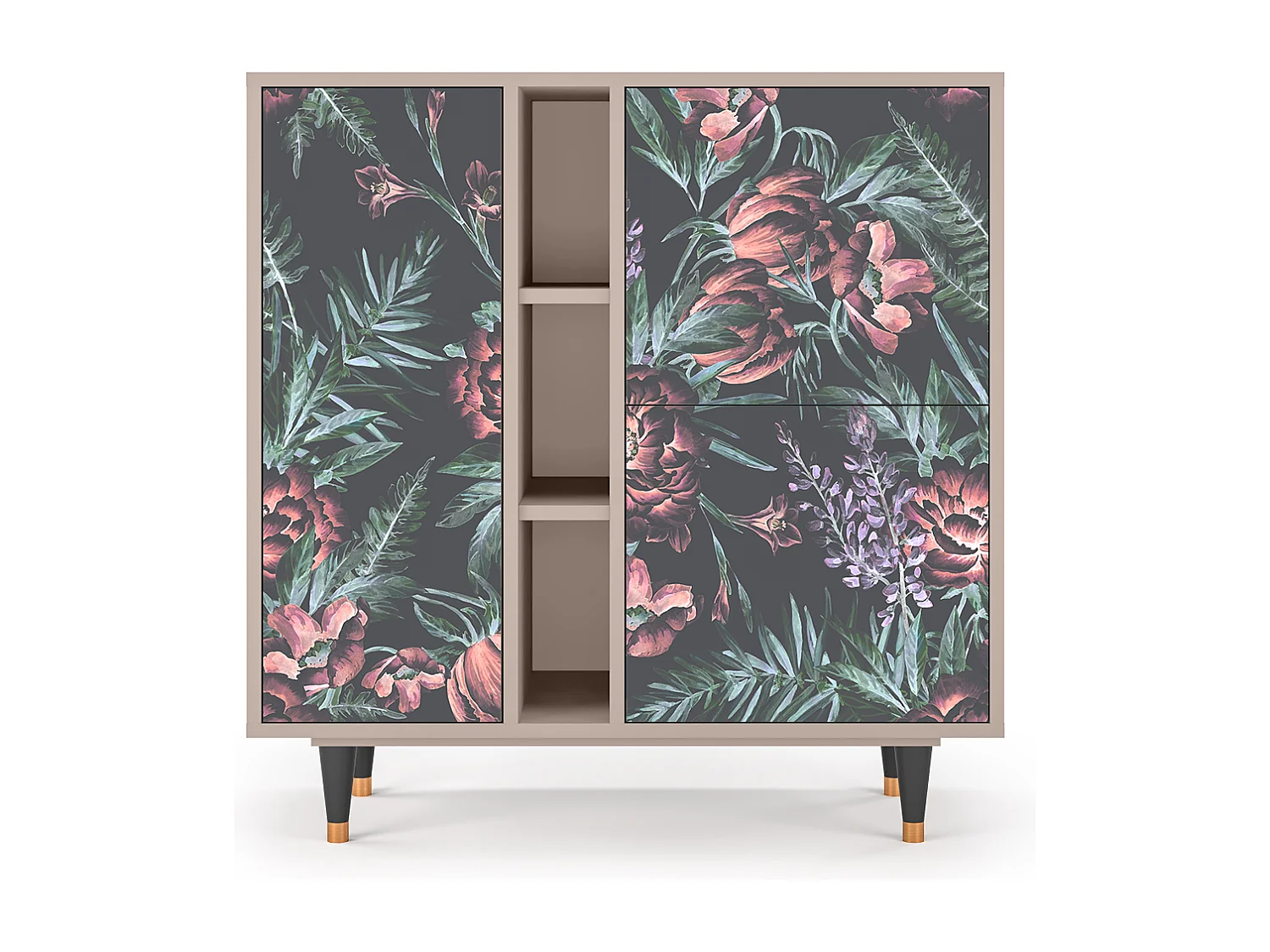 Kredens - 94х96х41 cm - BS5 - Dark Peonies, Latte