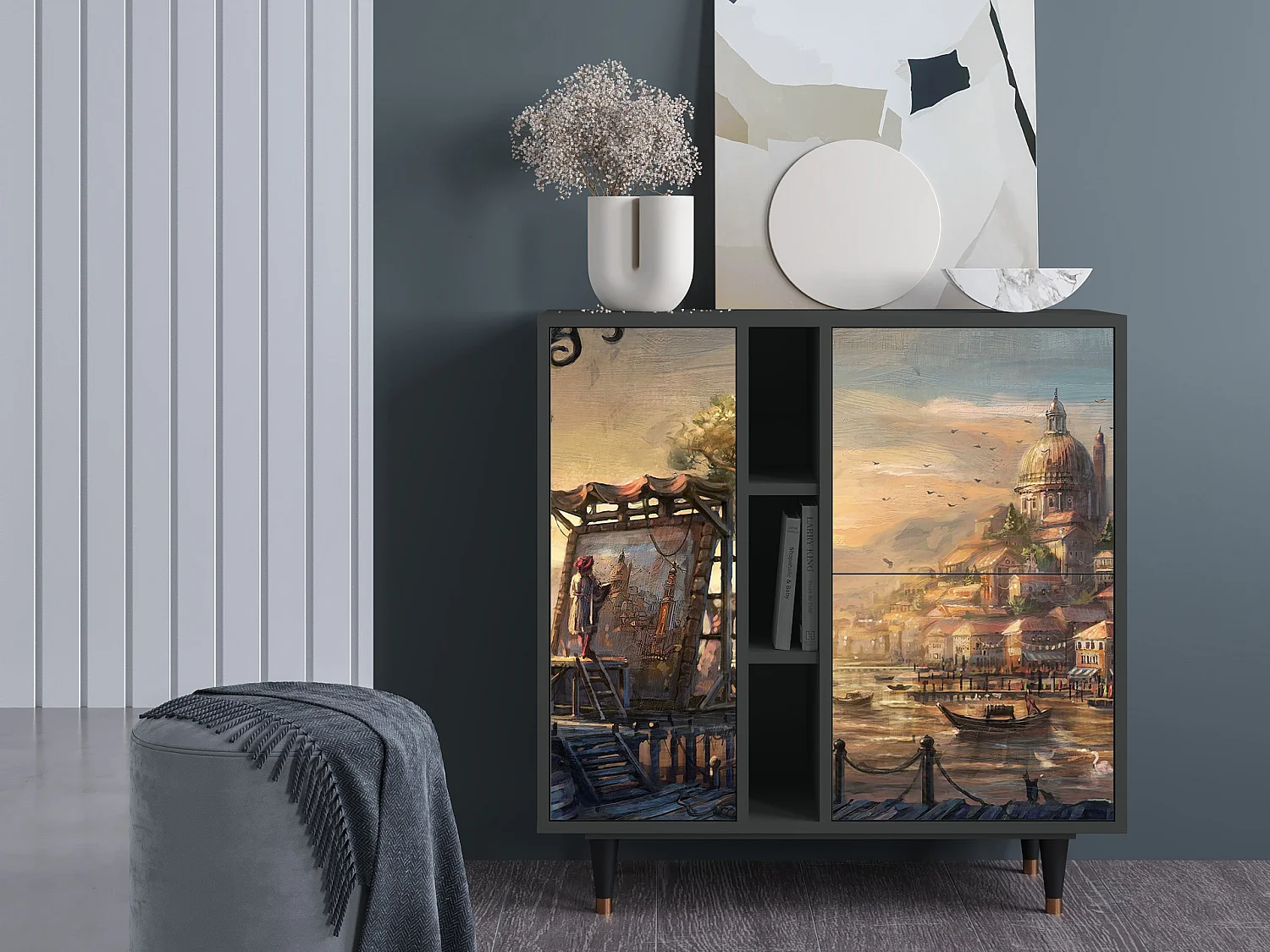 Kredens - 94х96х41 cm - BS5 - Venice, Antracyt