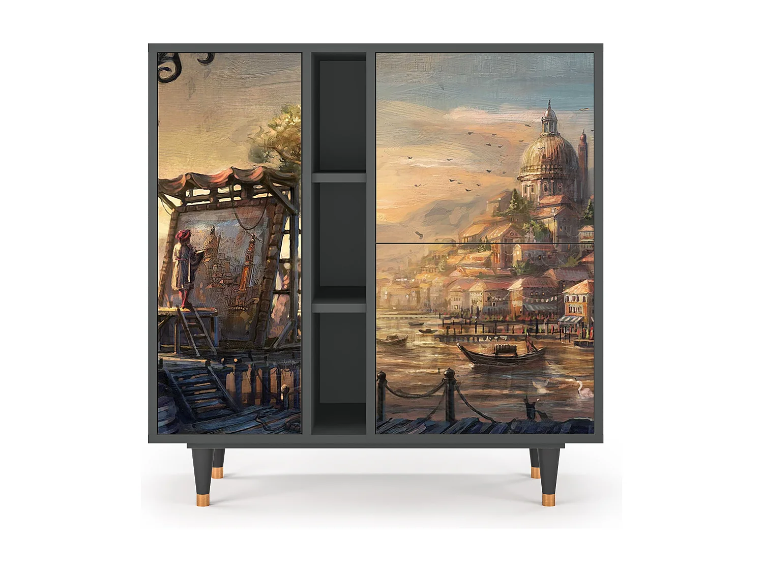 Kredens - 94х96х41 cm - BS5 - Venice, Antracyt