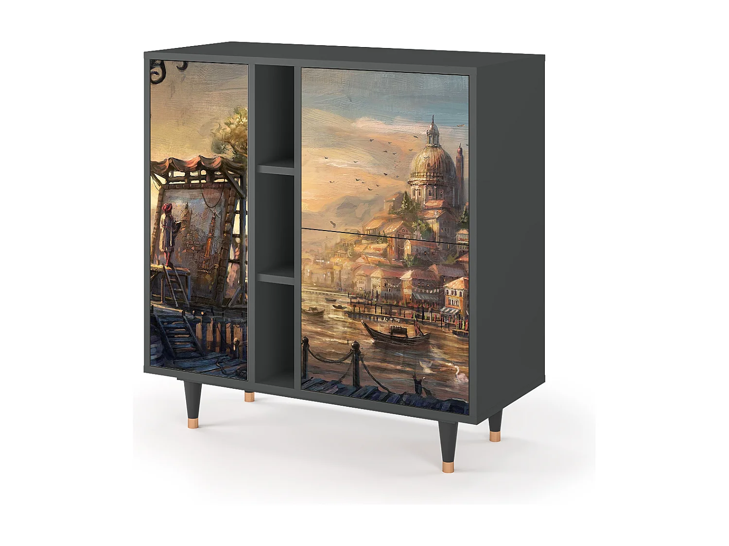 Kredens - 94х96х41 cm - BS5 - Venice, Antracyt