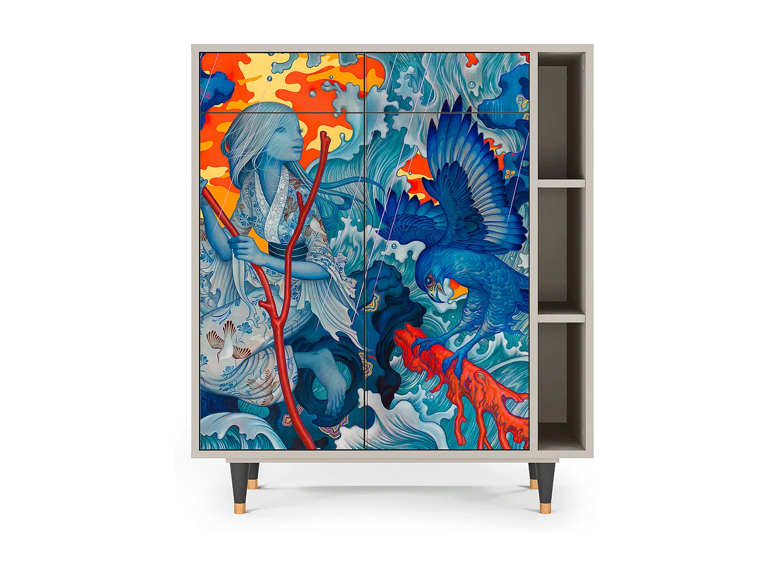 Kredens - 96х110х41 cm - BS6 - The Girl - James Jean, Piaskowy