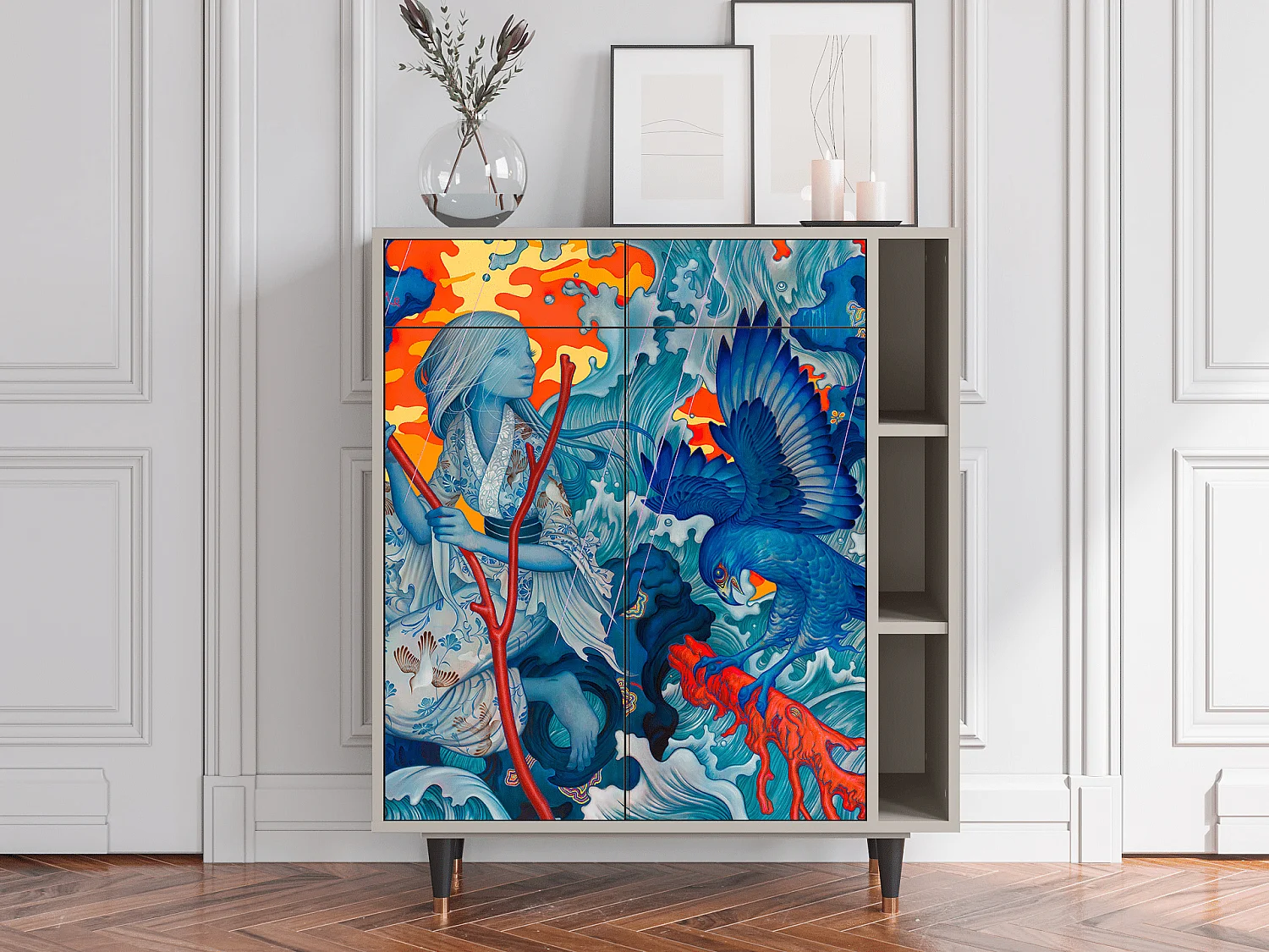 Credenza - 96х110х41 cm - BS6 - The Girl - James Jean, Sabbia