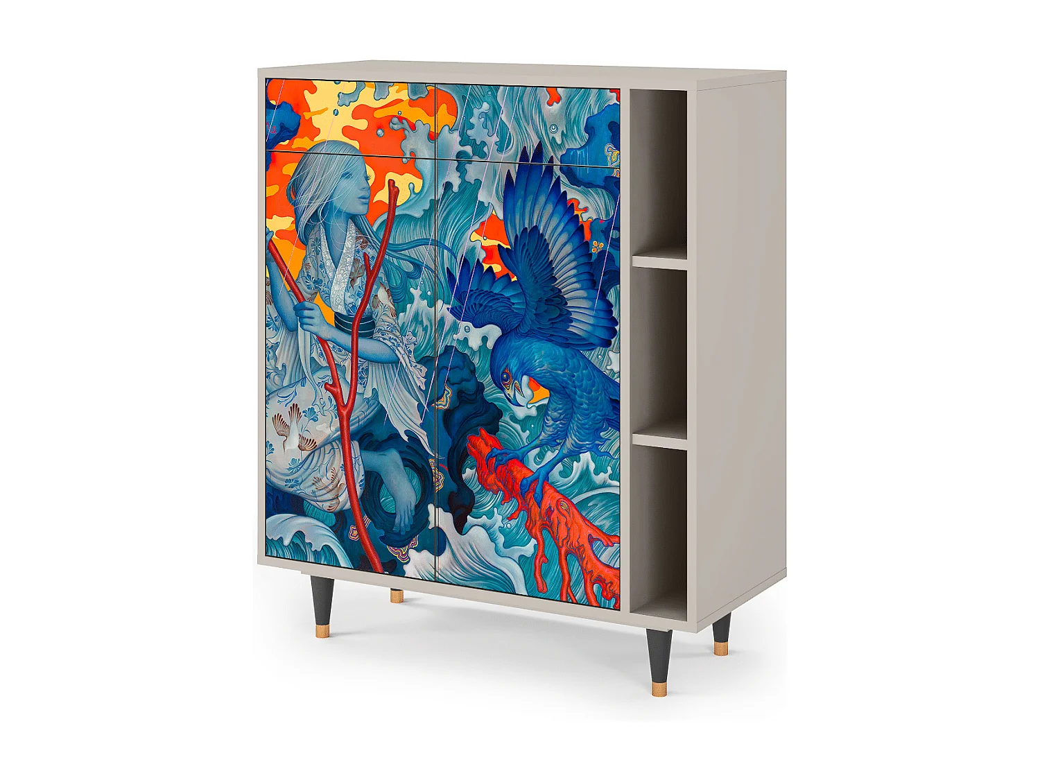 Credenza - 96х110х41 cm - BS6 - The Girl - James Jean, Sabbia