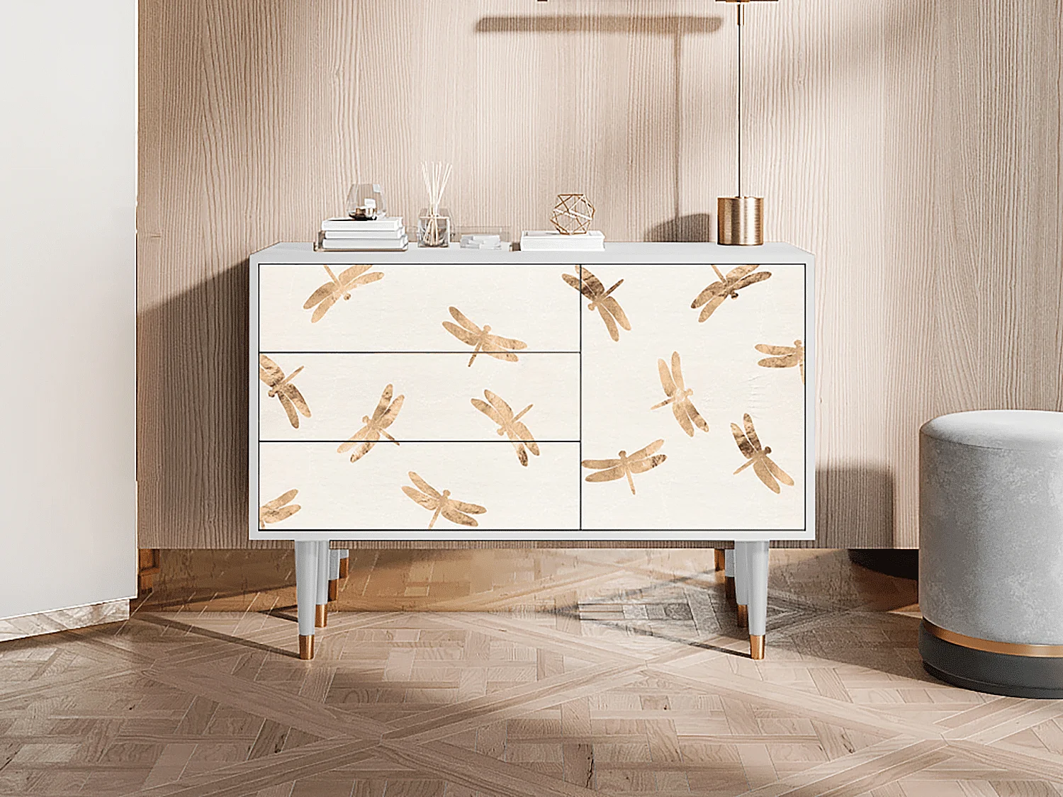 Aparador - 115х84х41 cm - S3 - Nude Dragonflies, Blanco