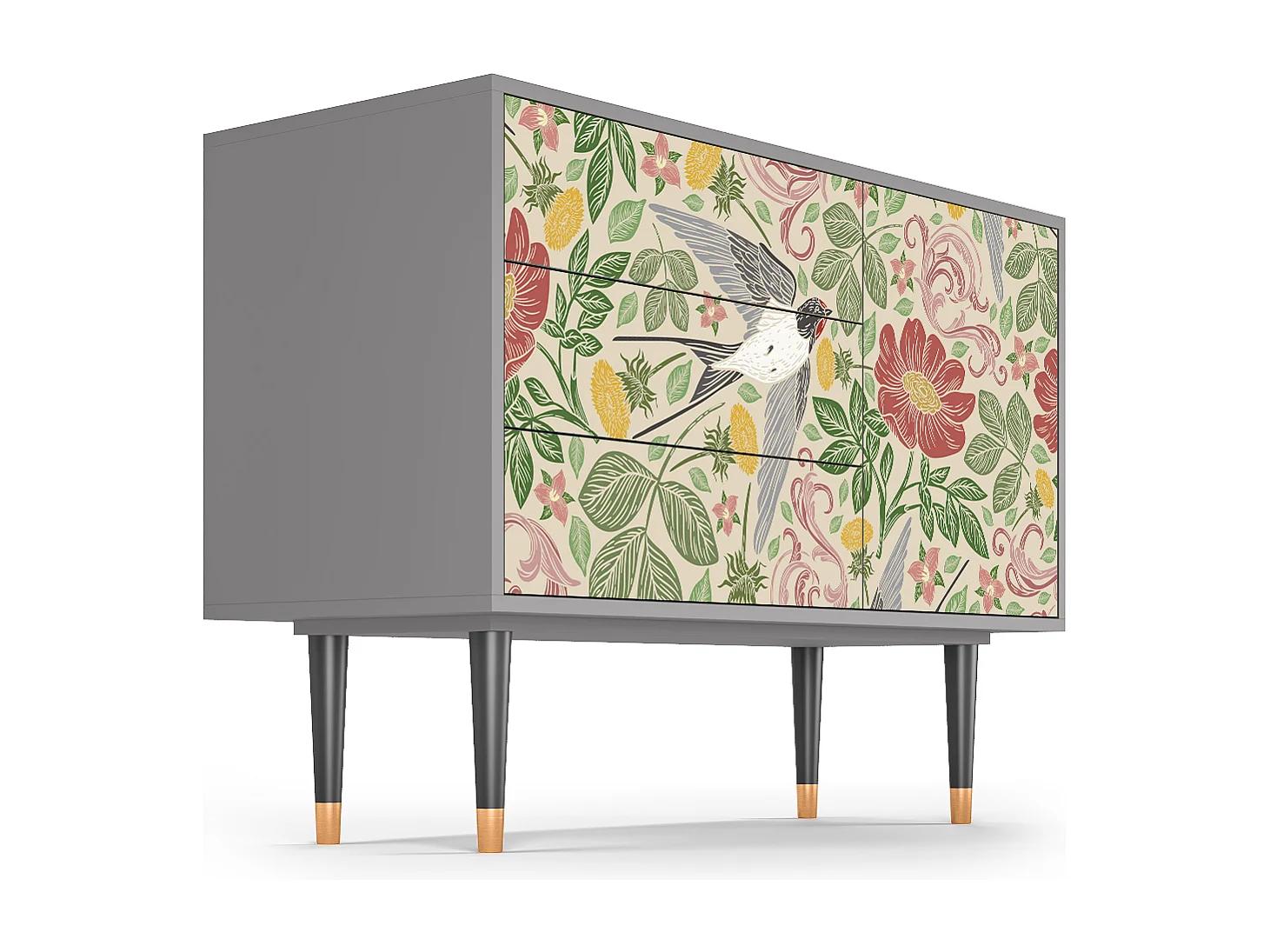 Kredens - 115х84х41 cm - S3 - Spring Swallow, Szary