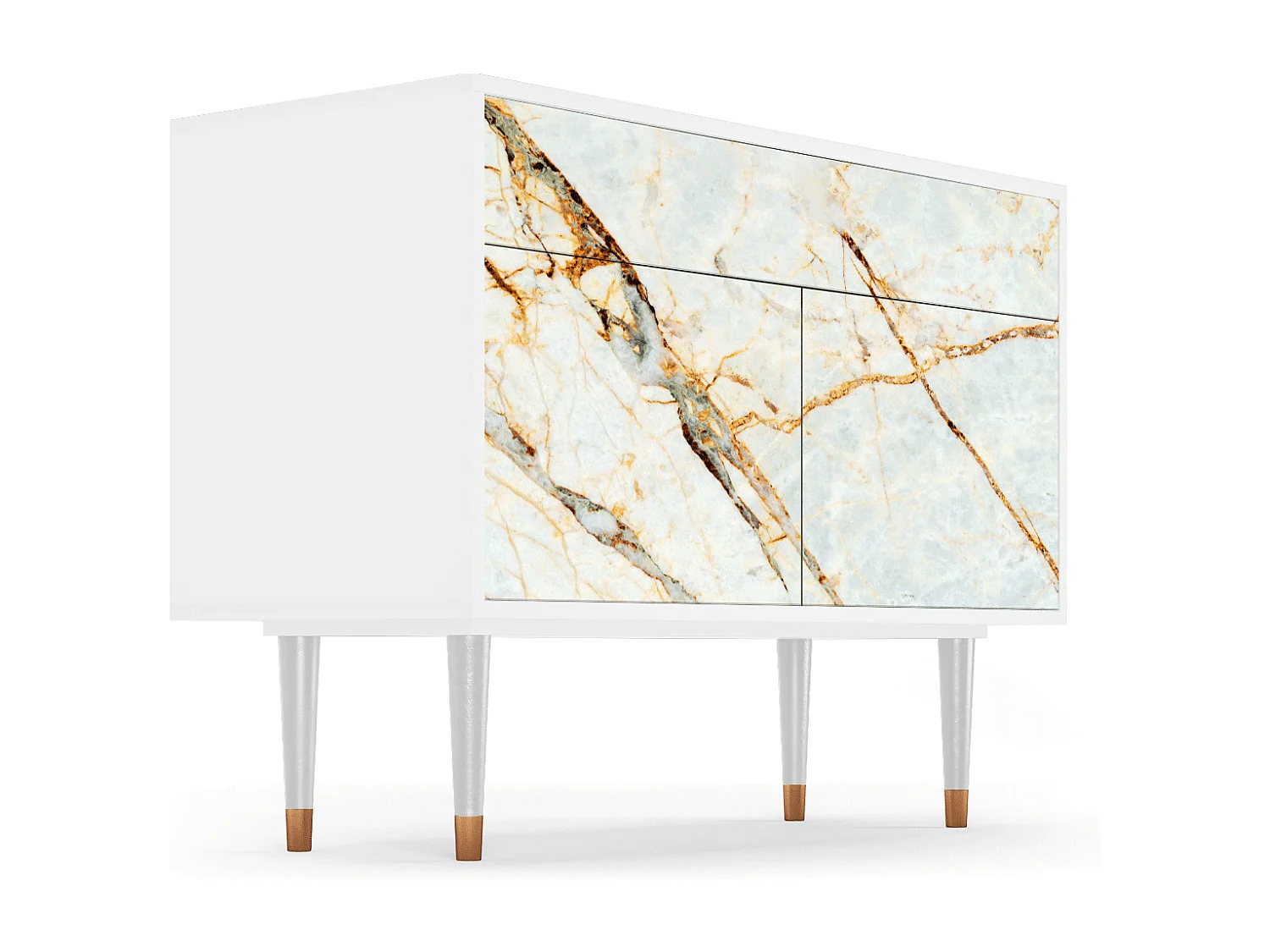 Kredens - 115x85x48 cm - BS4 - Piaskowyy Marble, Biały