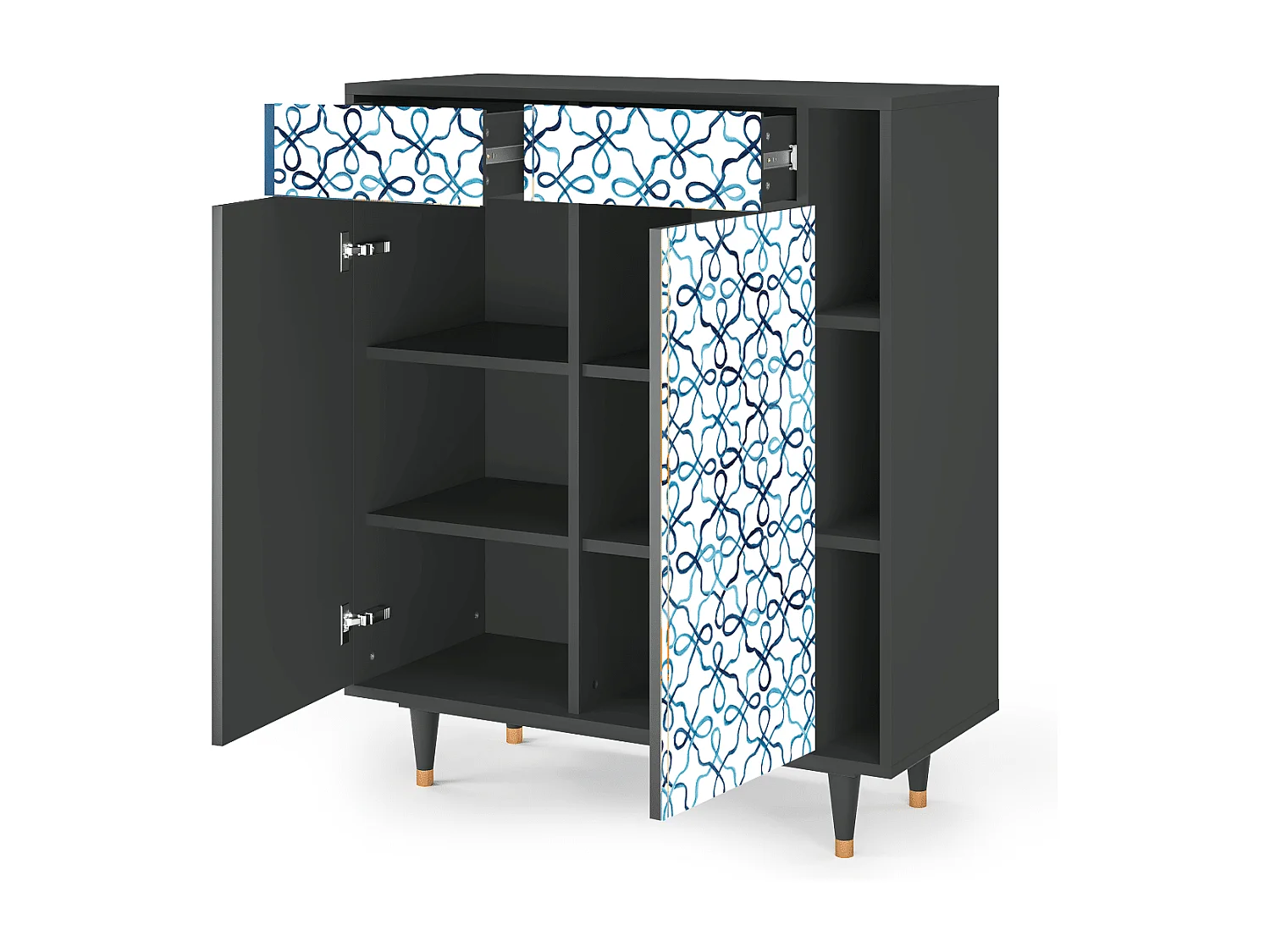 Kredens - 96х110х41 cm - BS6 - Marine Strings, Antracyt