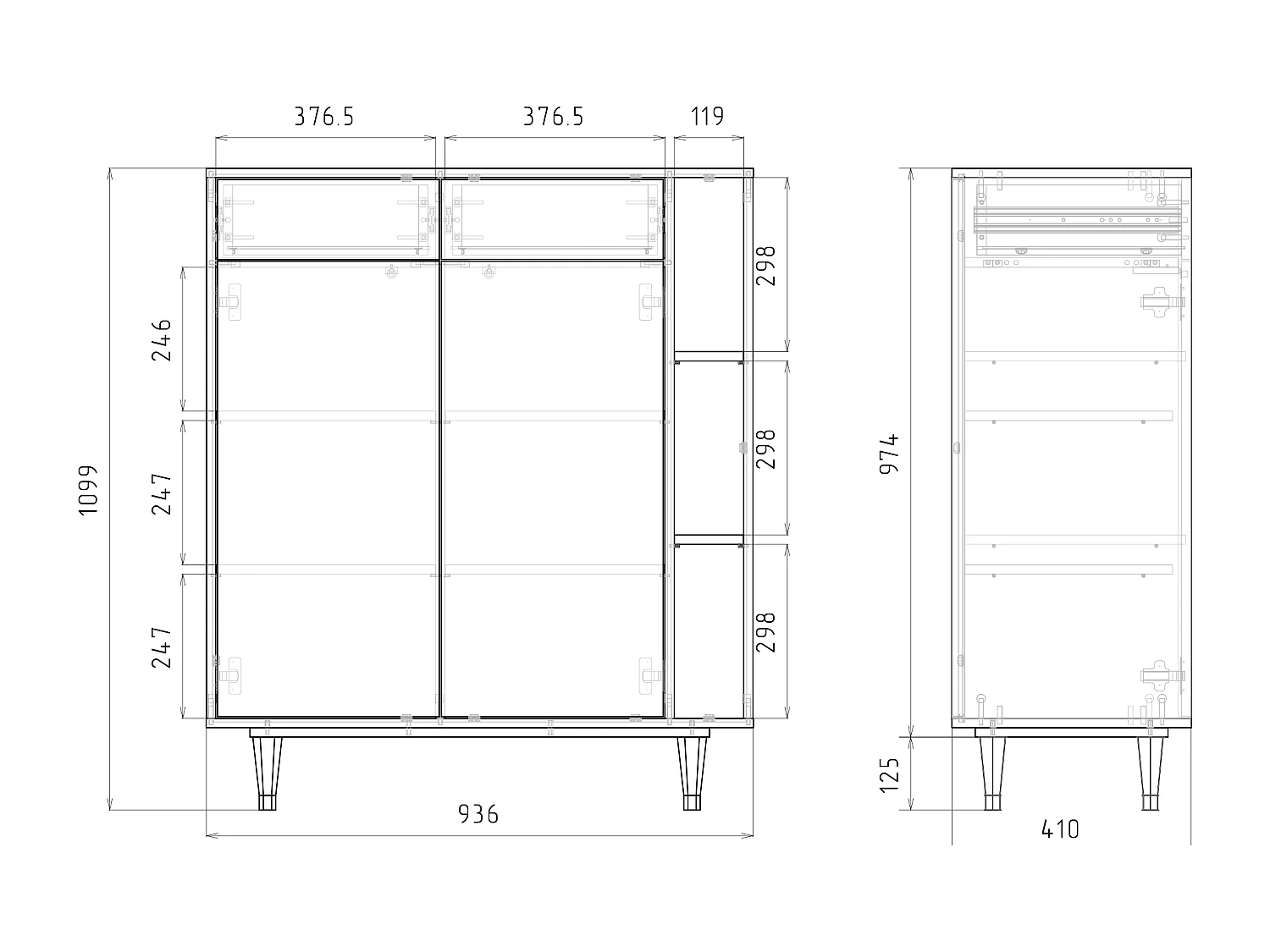 Credenza - 96х110х41 cm - BS6 - Marine Strings, Antracite