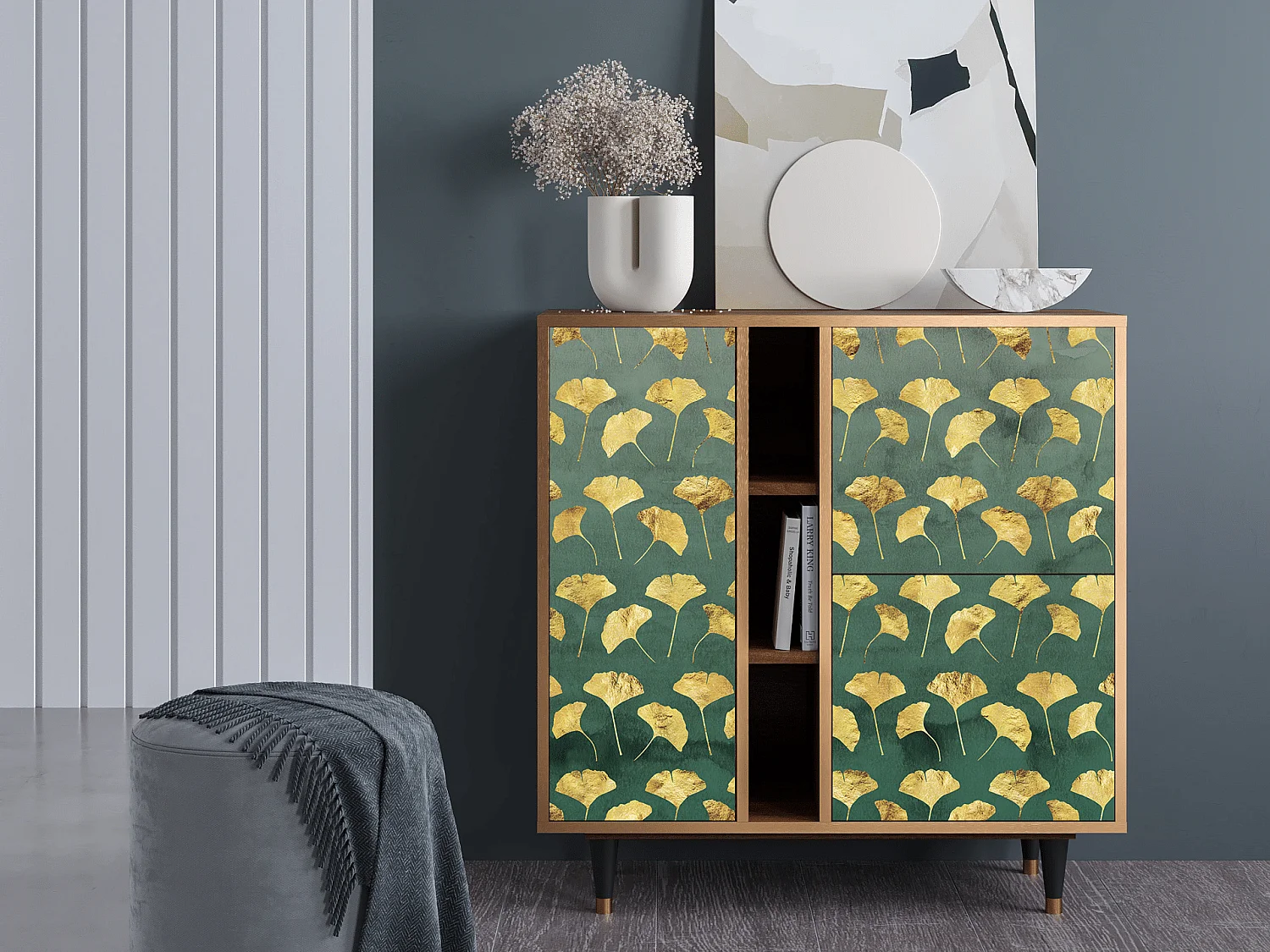 Sideboard - 94х96х41 cm - BS5 - Gingko leaves, Walnuss
