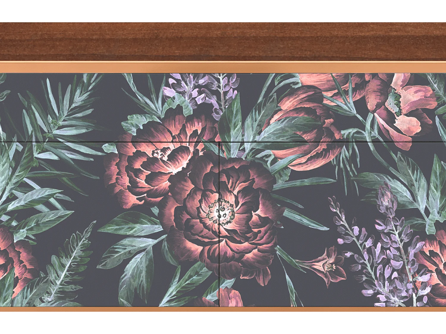 Kredens - 115x85x48 cm - BS4 - Dark Peonies, Orzech