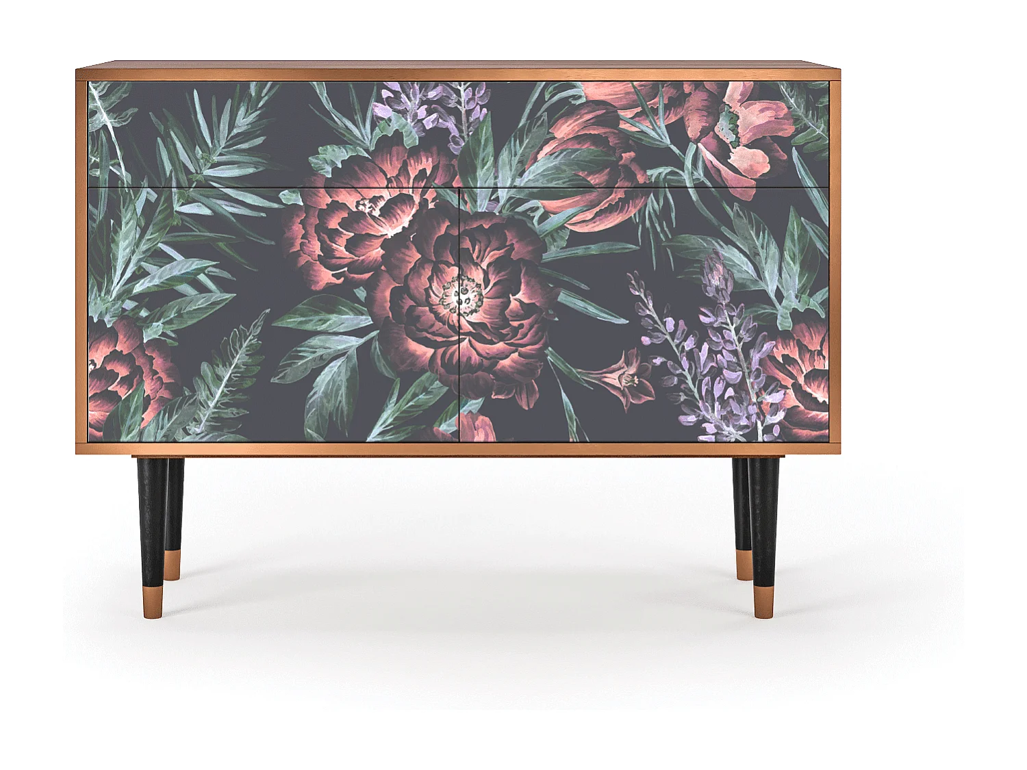 Credenza - 115x85x48 cm - BS4 - Dark Peonies, Noce