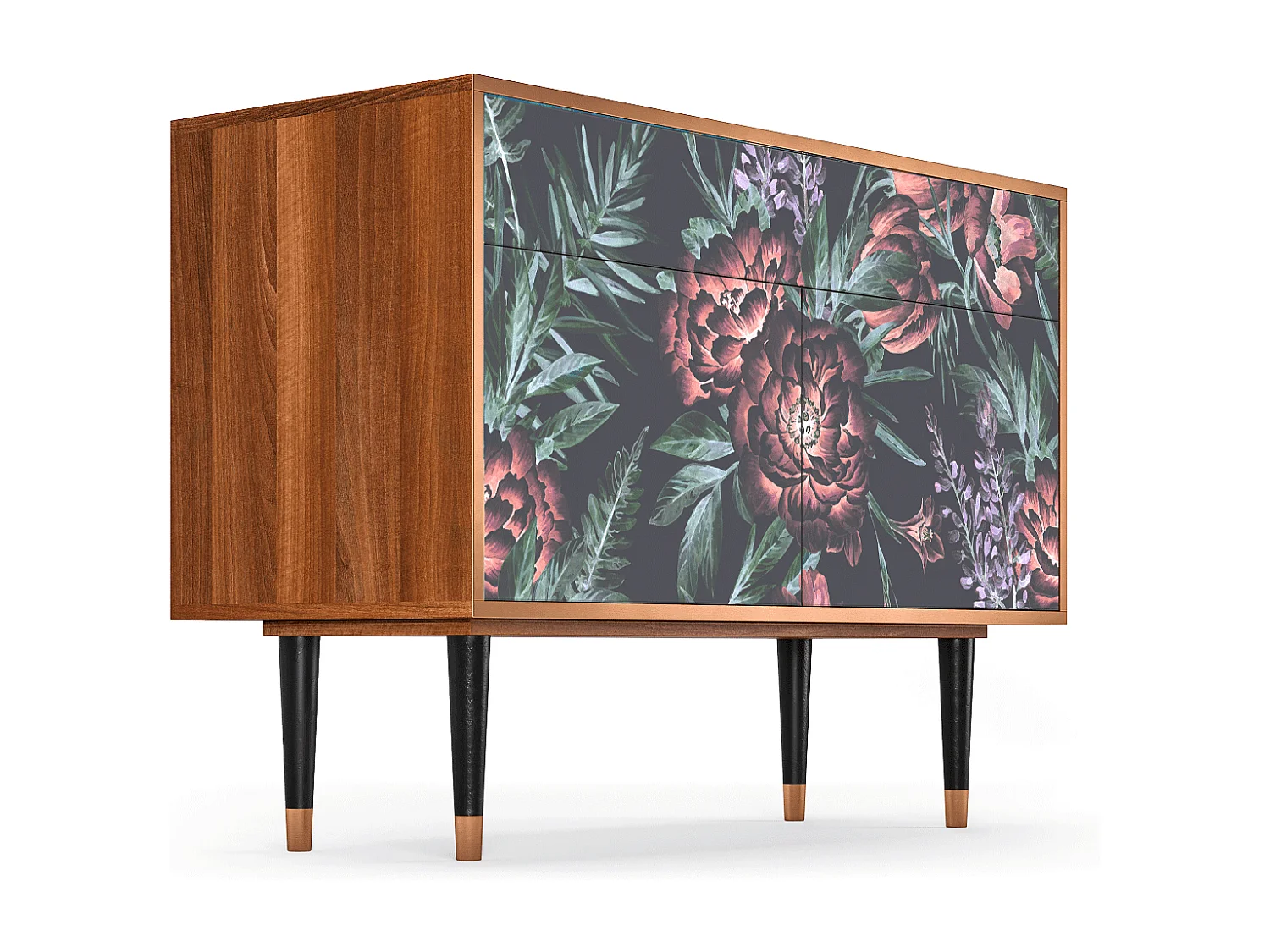 Credenza - 115x85x48 cm - BS4 - Dark Peonies, Noce