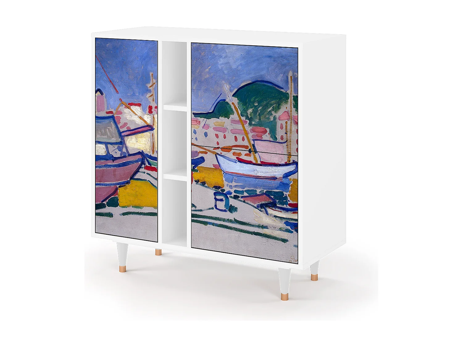 Kredens - 94х96х41 cm - BS5 - The Port of Collioure , Biały