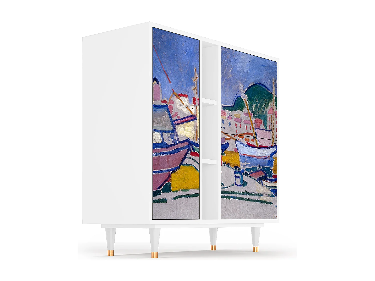 Kredens - 94х96х41 cm - BS5 - The Port of Collioure , Biały