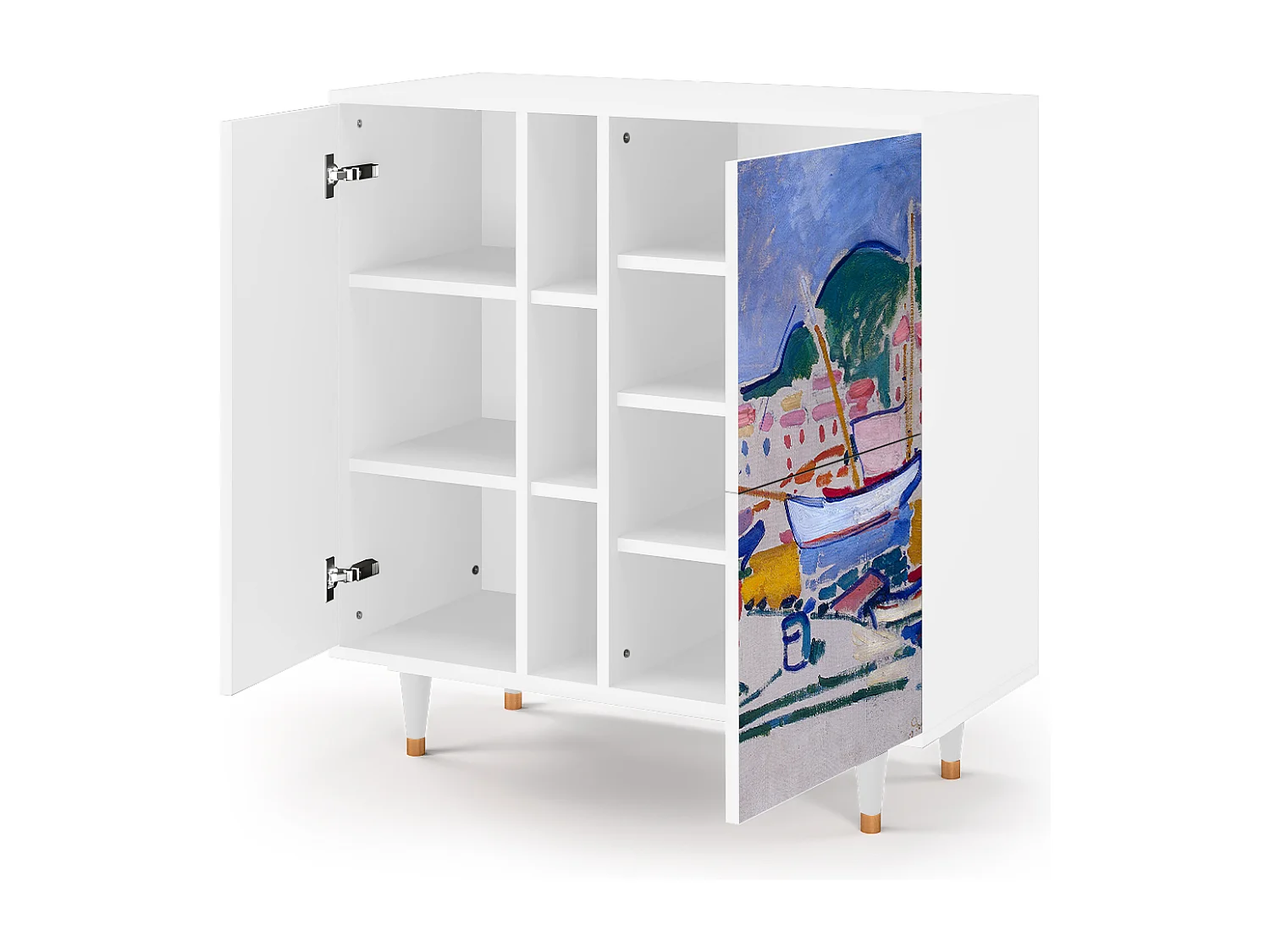 Kredens - 94х96х41 cm - BS5 - The Port of Collioure , Biały