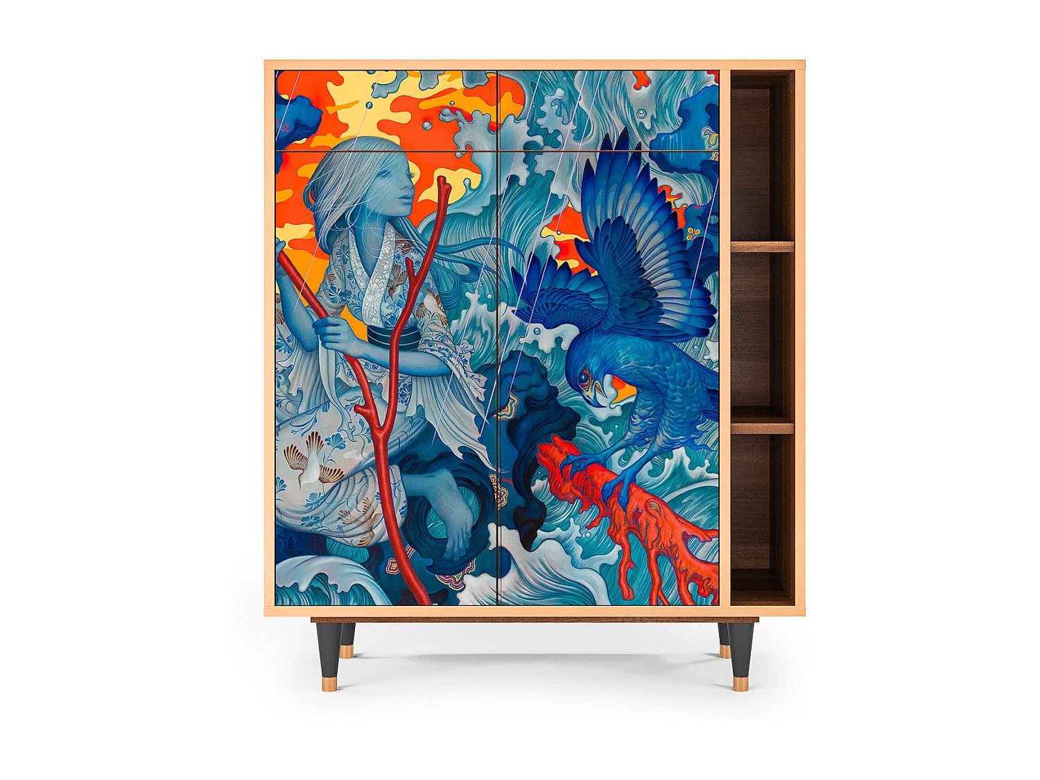 Kredens - 96х110х41 cm - BS6 - The Girl - James Jean, Orzech