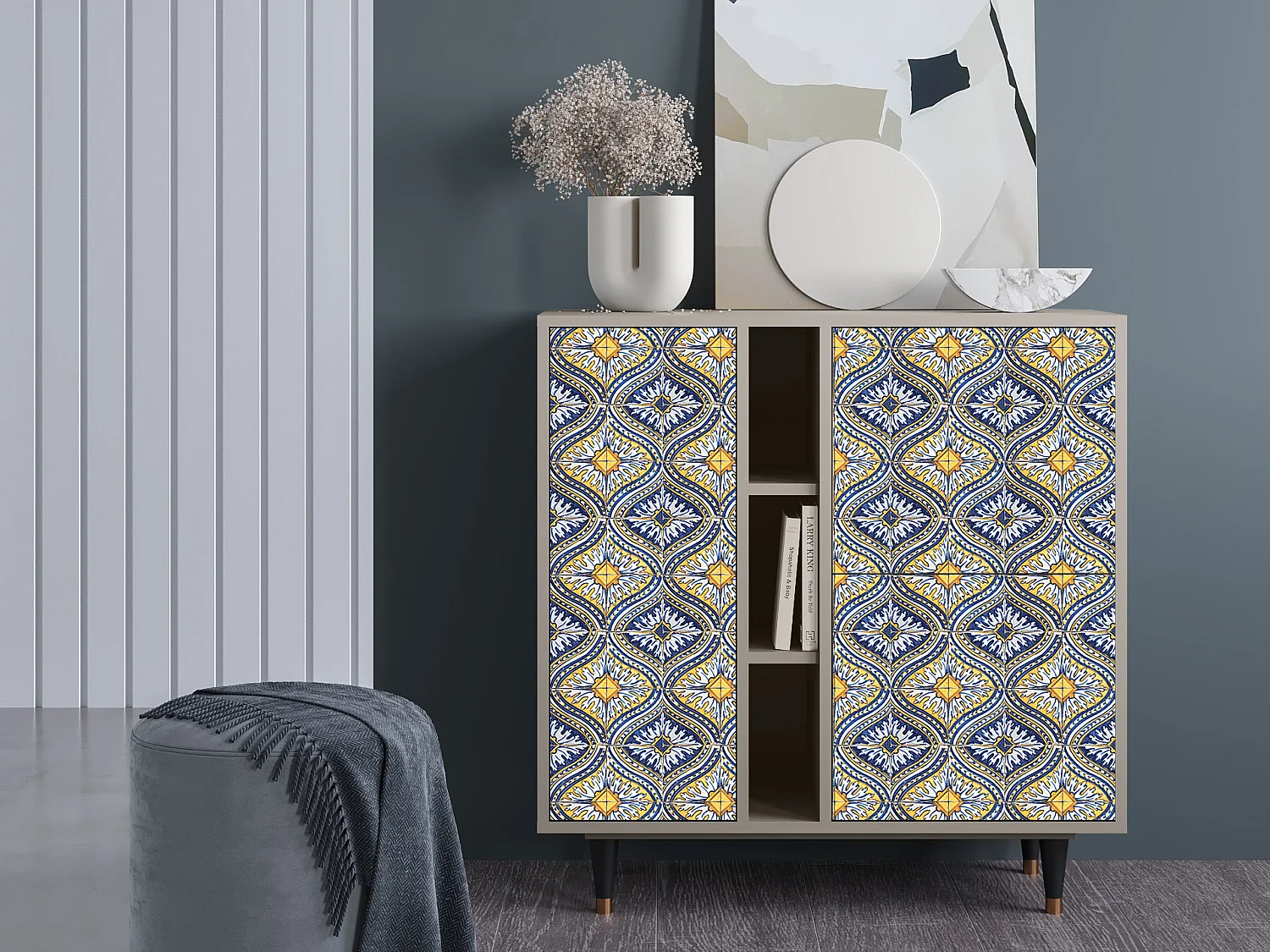 Kredens - 94х96х41 cm - BS5 - Illusory Pattern, Piaskowy