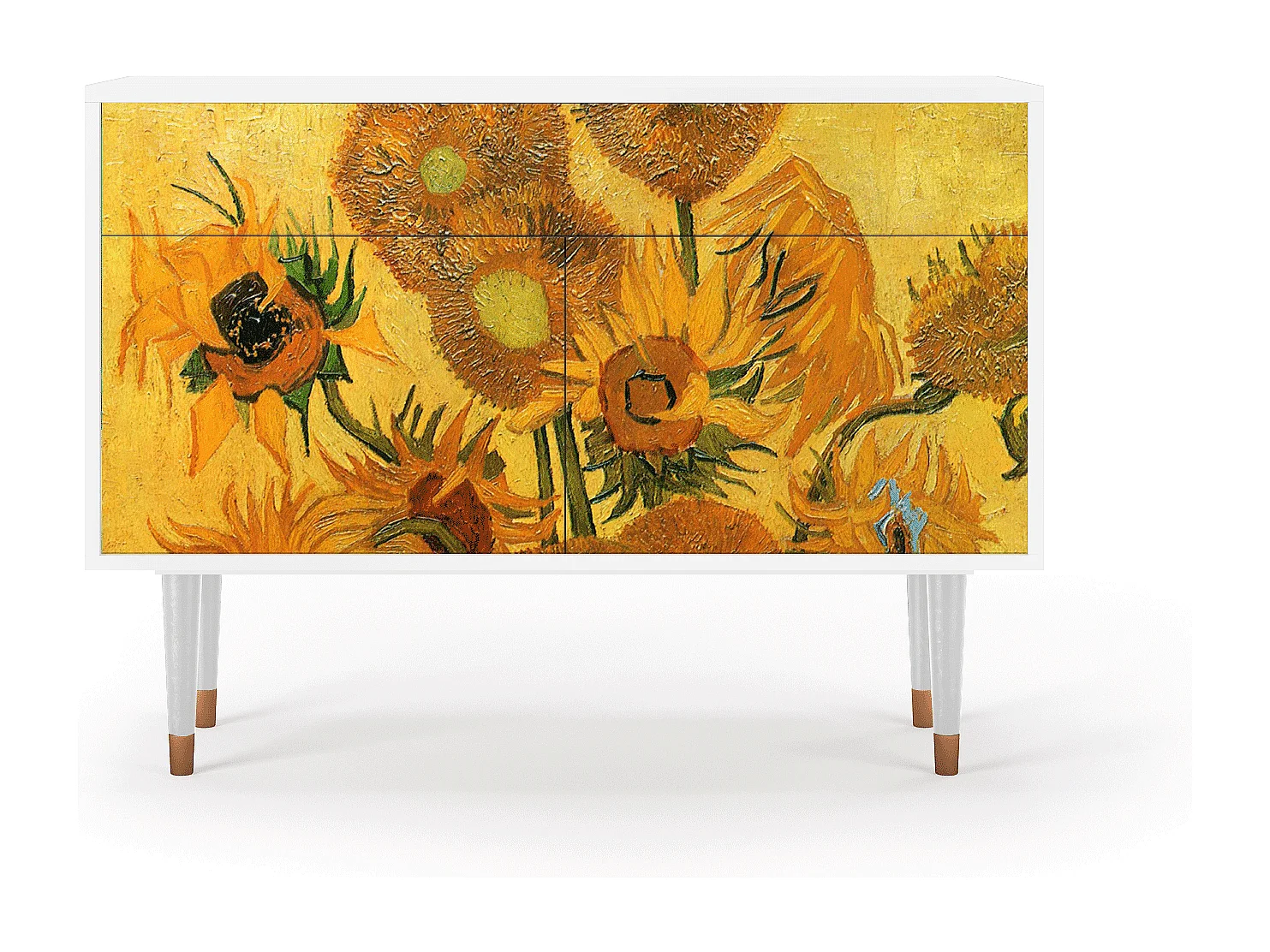 Credenza - 115x85x48 cm - BS4 - Sunflowers, Bianco