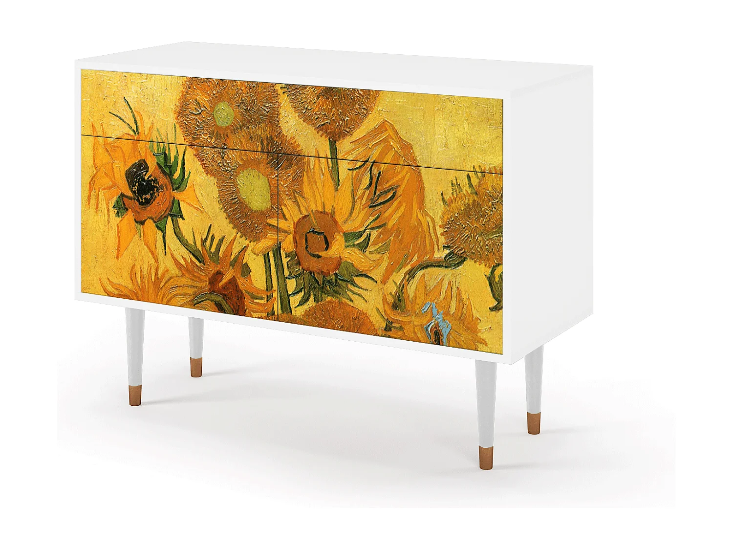 Credenza - 115x85x48 cm - BS4 - Sunflowers, Bianco