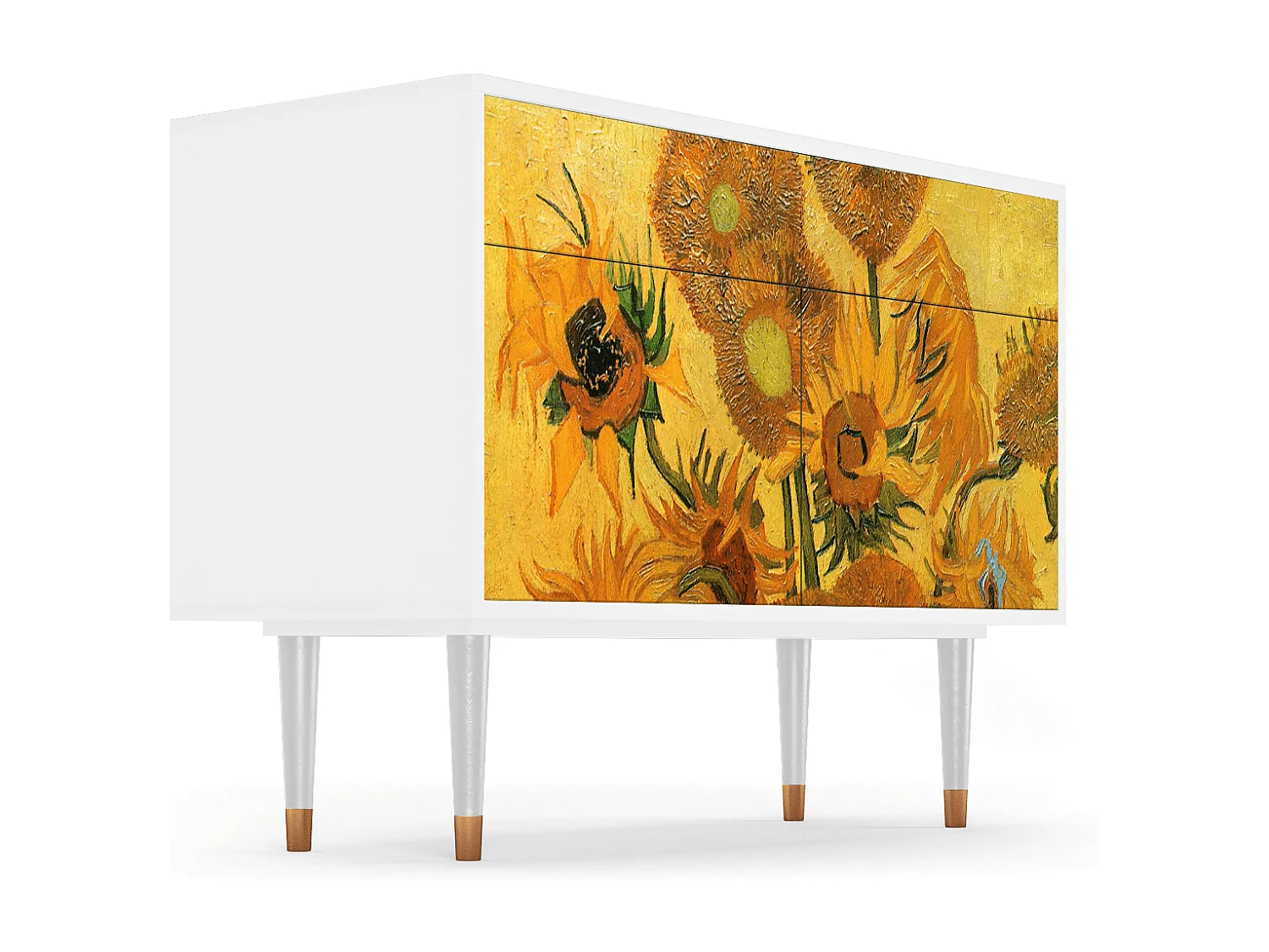Credenza - 115x85x48 cm - BS4 - Sunflowers, Bianco