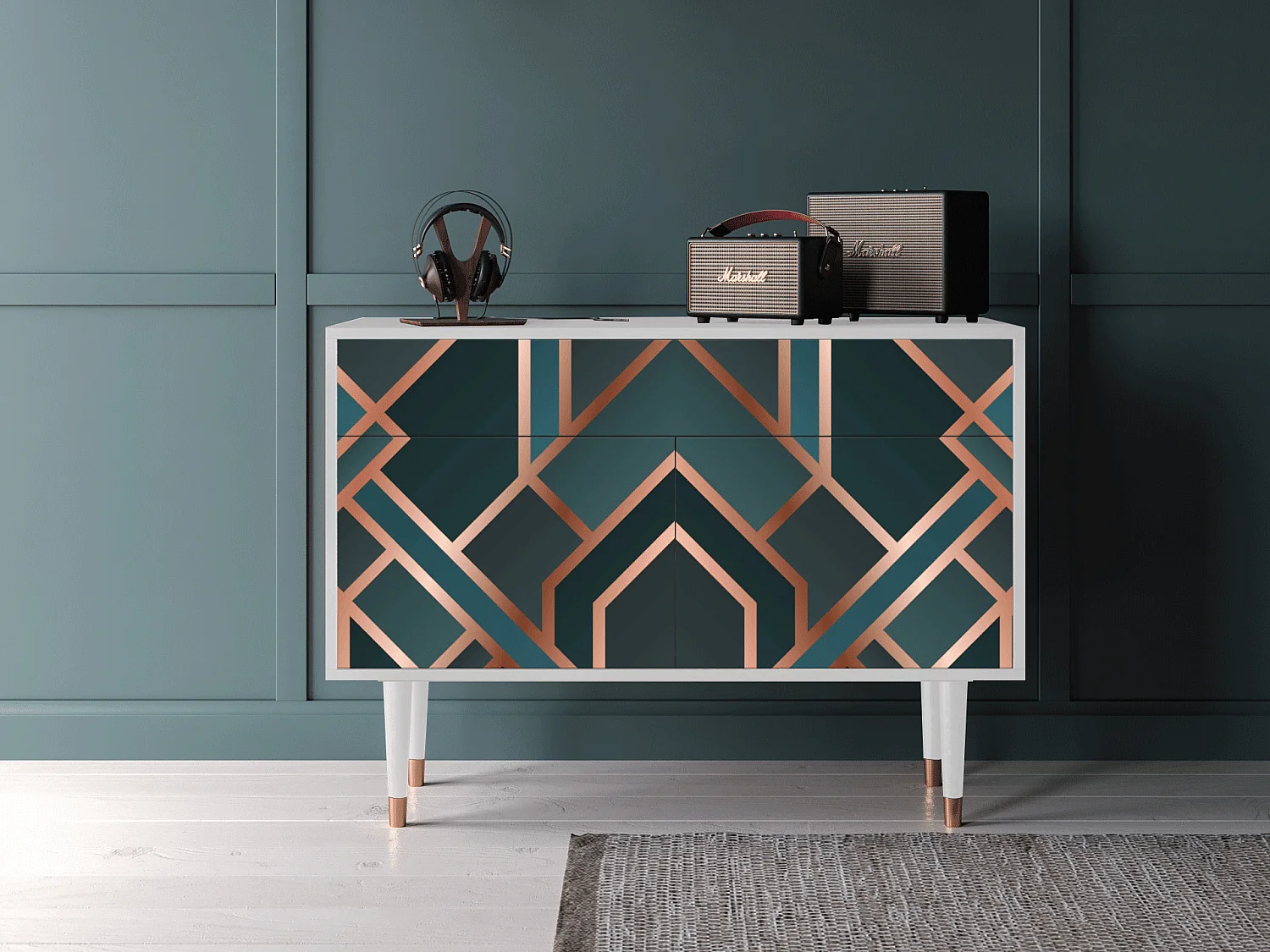 Buffet - 115x85x48 cm - BS4 - Bronze Crossroad, Blanc